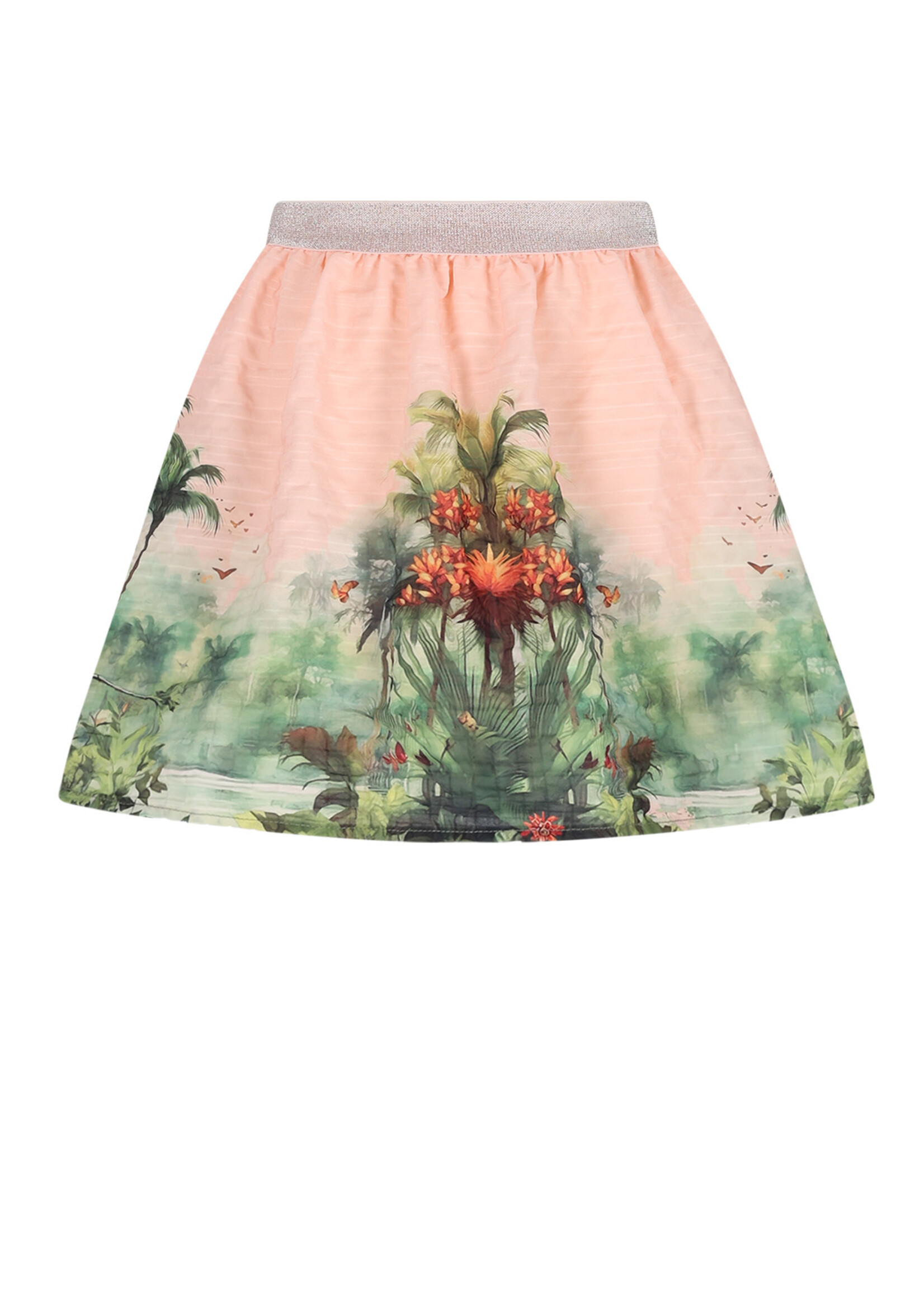 NoNo NoNo Ninu Seersucker Border Printed Skirt N602-5705 Pale Blush Pink