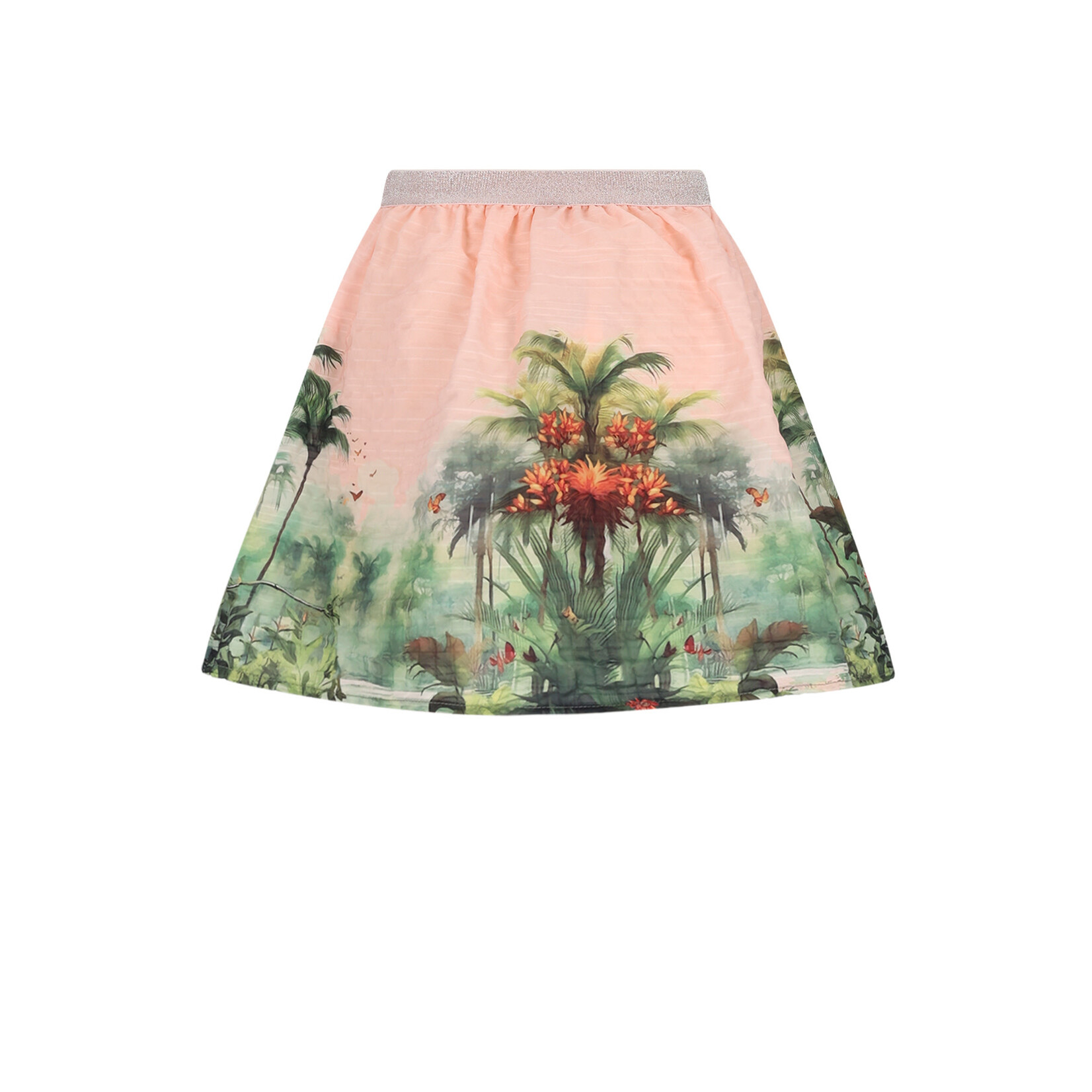 NoNo NoNo Ninu Seersucker Border Printed Skirt N602-5705 Pale Blush Pink