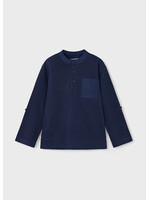 Mayoral Mayoral L/s mao-collar polo shirt Navy - 25 03111