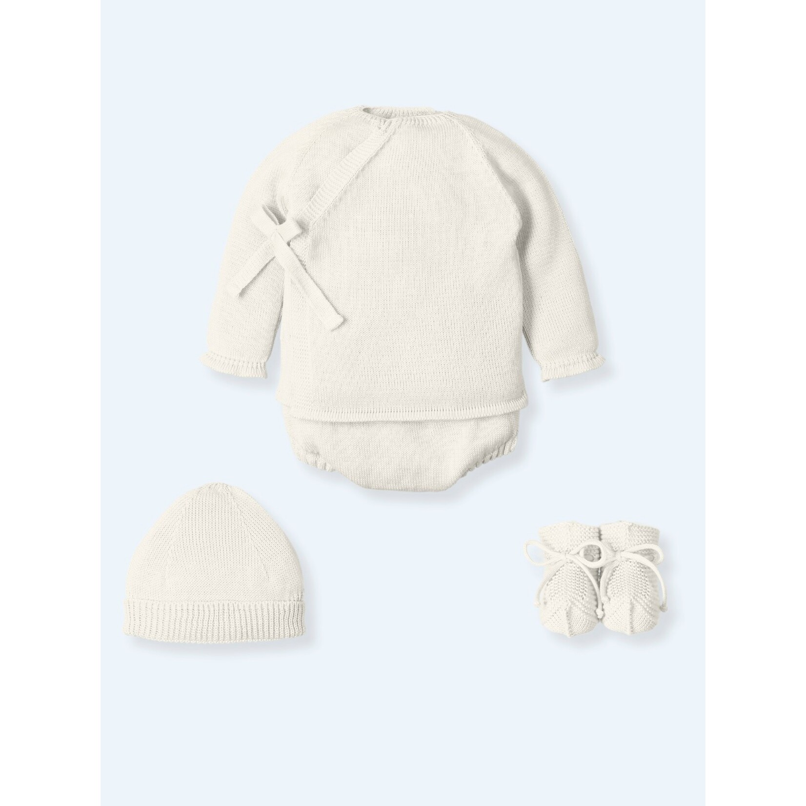 Mac Ilusion Mac Ilusion Traje 4 Piezas sueter, culotte, patucos y bonet BASICS Crudo 26 B