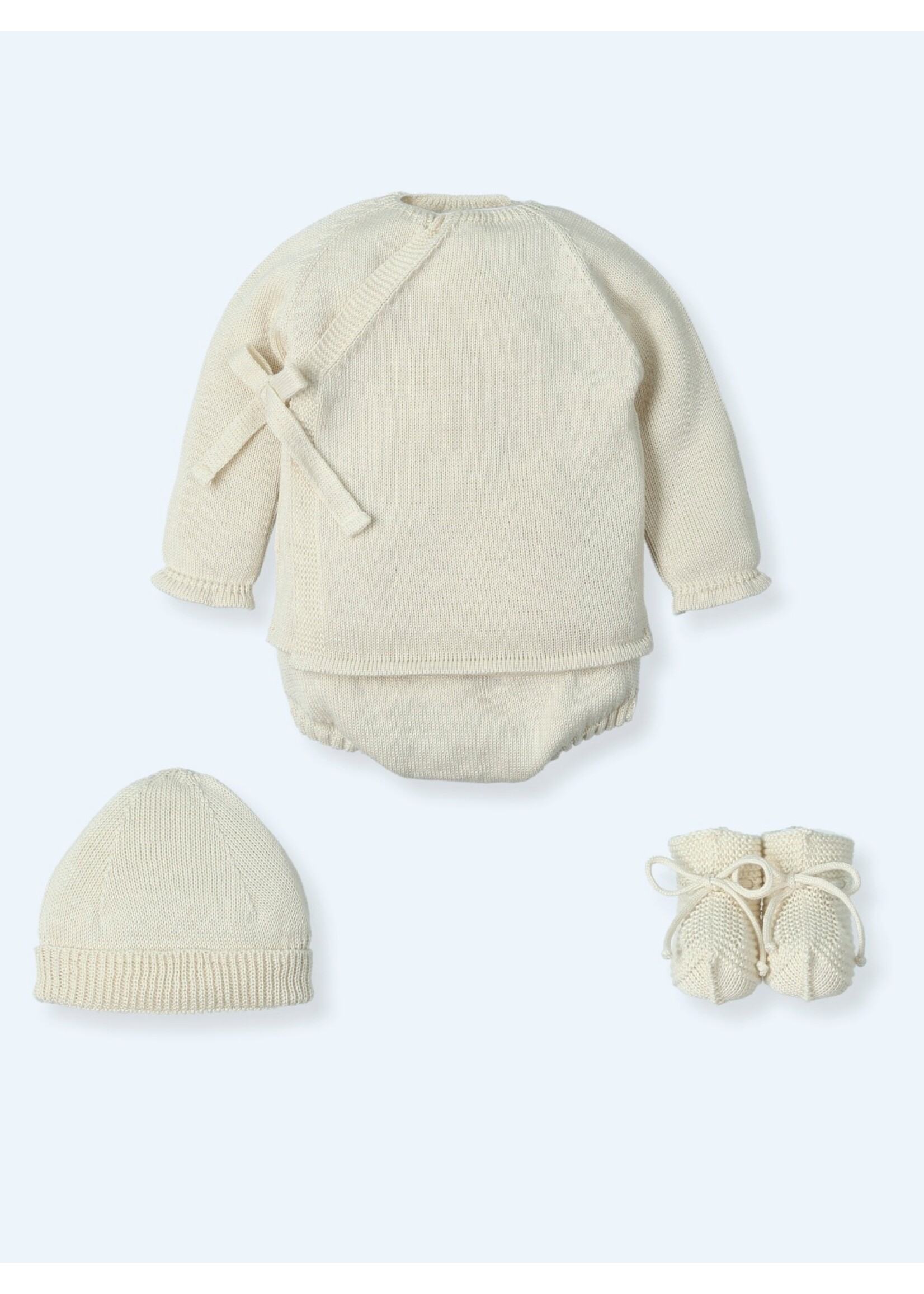 Mac Ilusion Mac Ilusion Traje 4 Piezas sueter, culotte, patucos y bonet BASICS Crudo 26 B