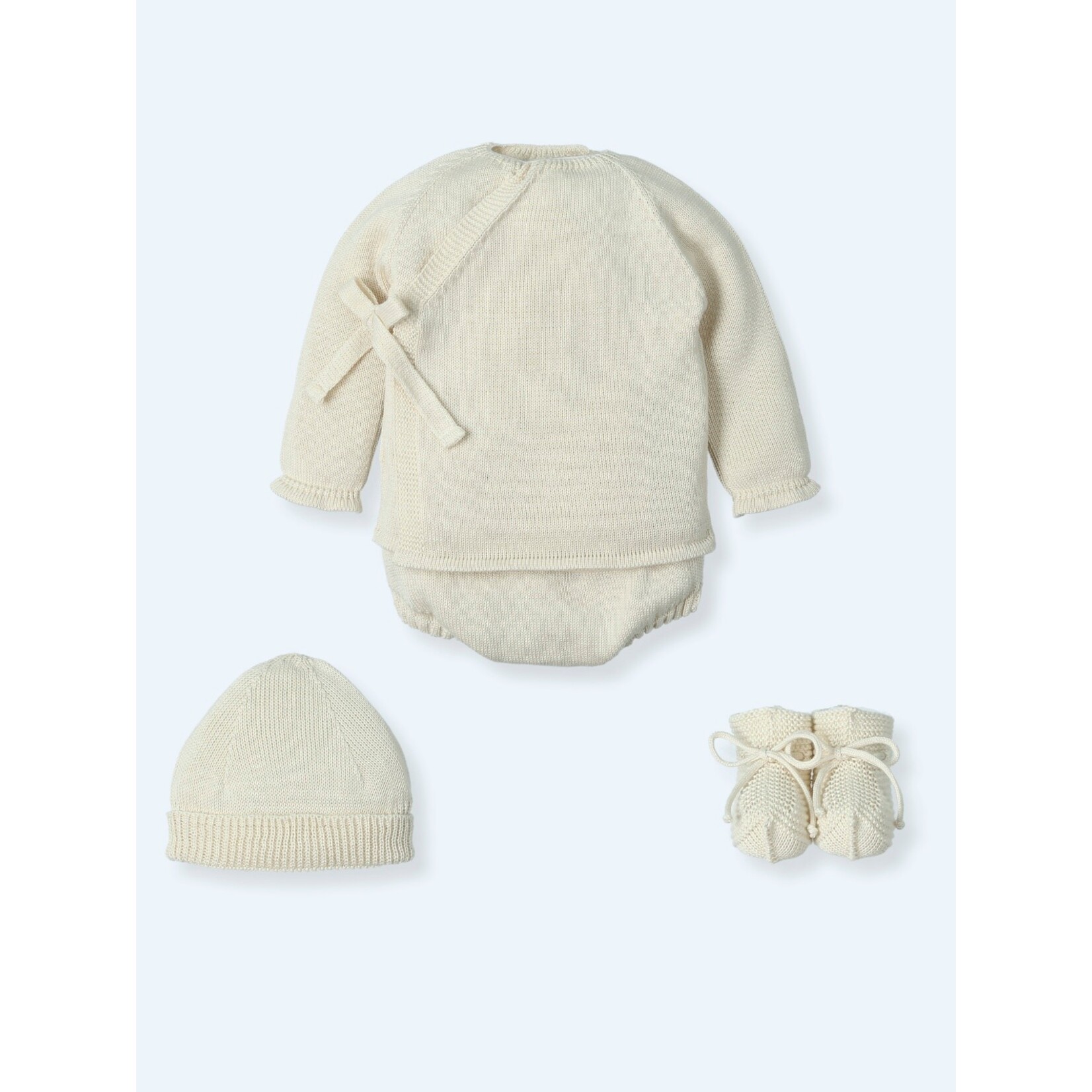 Mac Ilusion Mac Ilusion Traje 4 Piezas sueter, culotte, patucos y bonet BASICS Blanco B