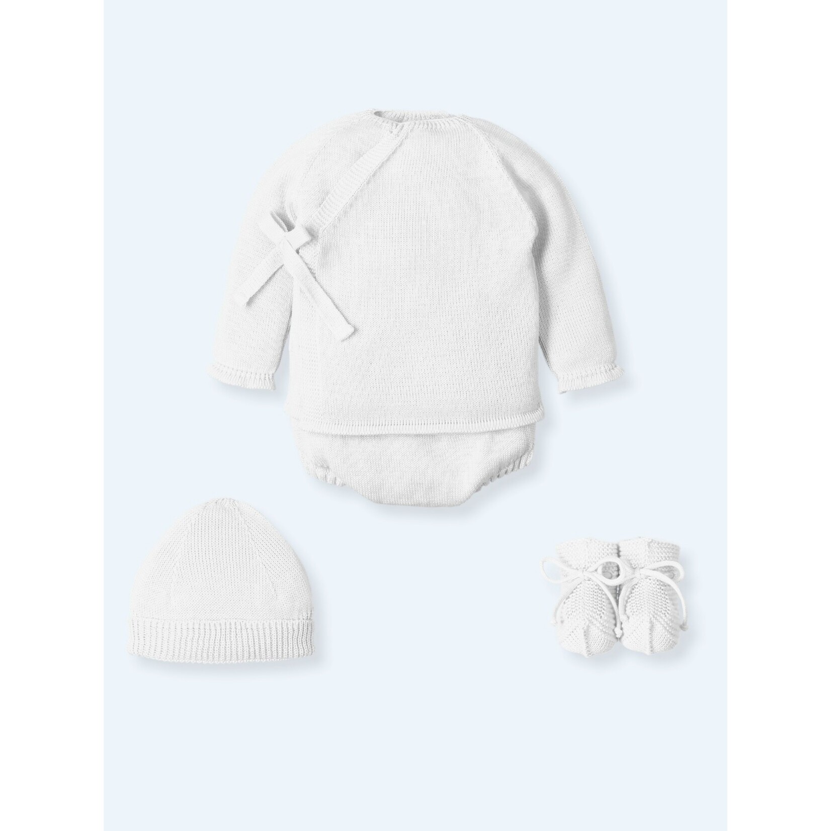 Mac Ilusion Mac Ilusion Traje 4 Piezas sueter, culotte, patucos y bonet BASICS Crudo 26 B