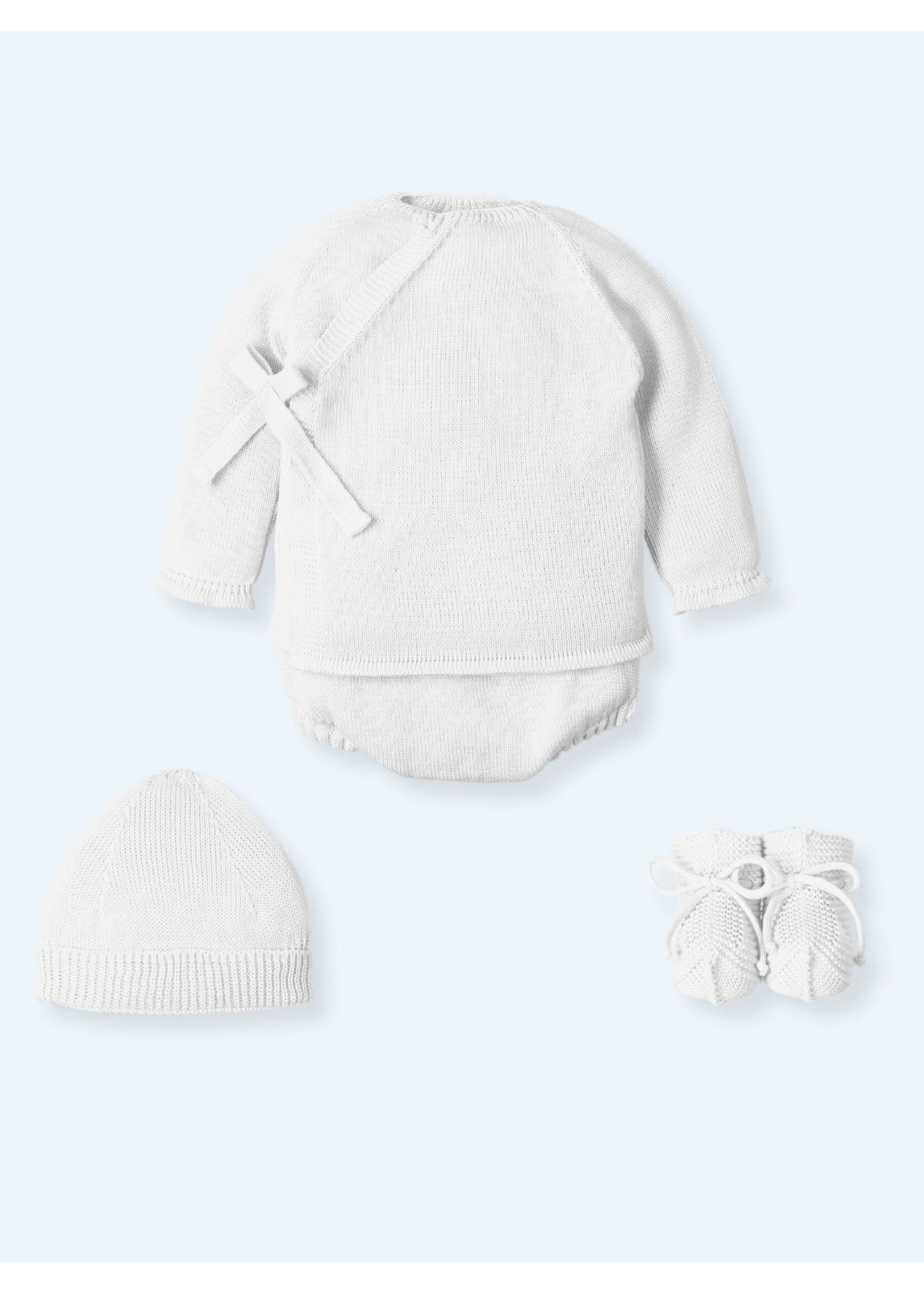 Mac Ilusion Mac Ilusion Traje 4 Piezas sueter, culotte, patucos y bonet BASICS Crudo 26 B