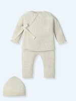 Mac Ilusion Mac Ilusion Traje 3 Piezas sueter, pantalon sin pies y bonet BASICS Crudo B