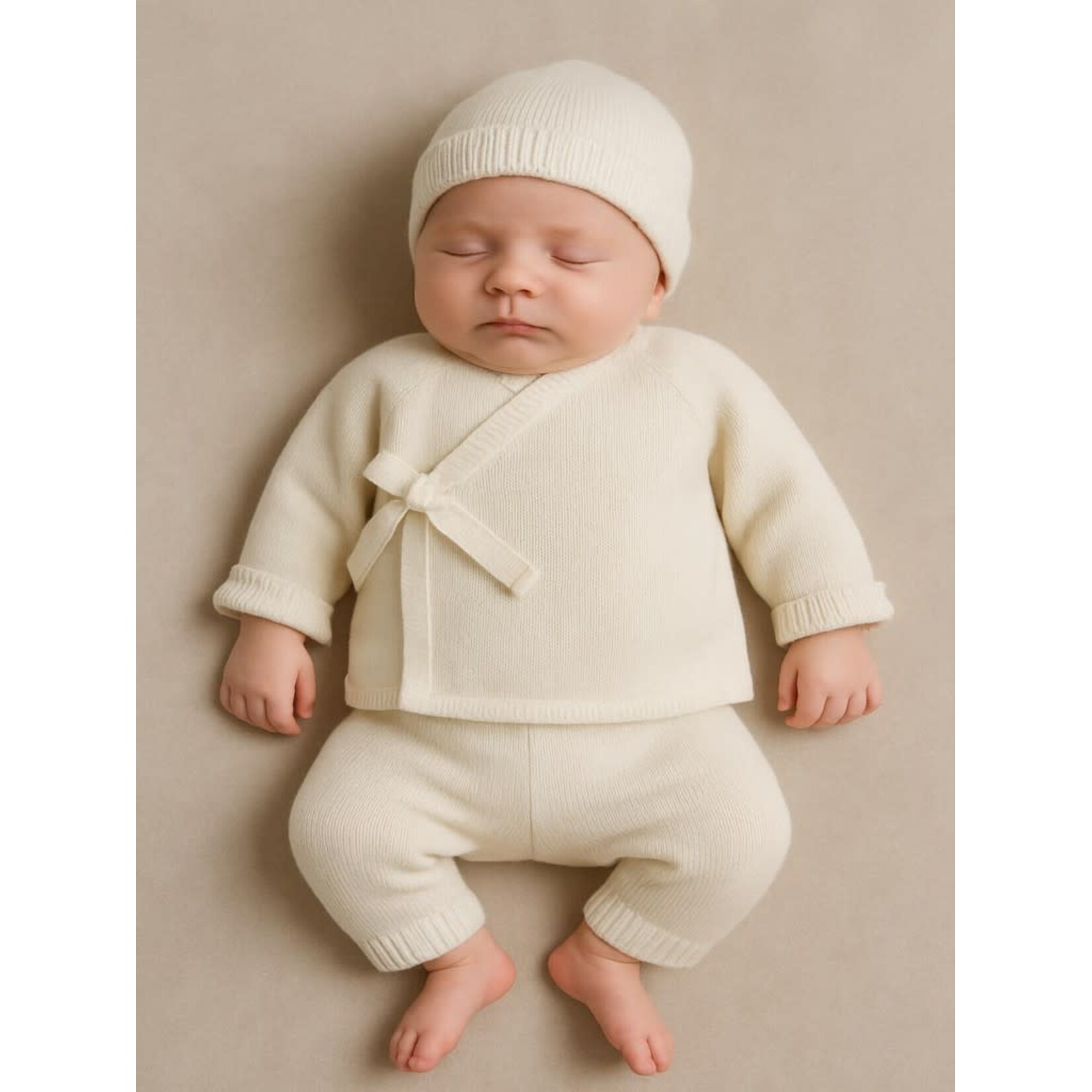 Mac Ilusion Mac Ilusion Traje 3 Piezas sueter, pantalon sin pies y bonet BASICS Crudo B