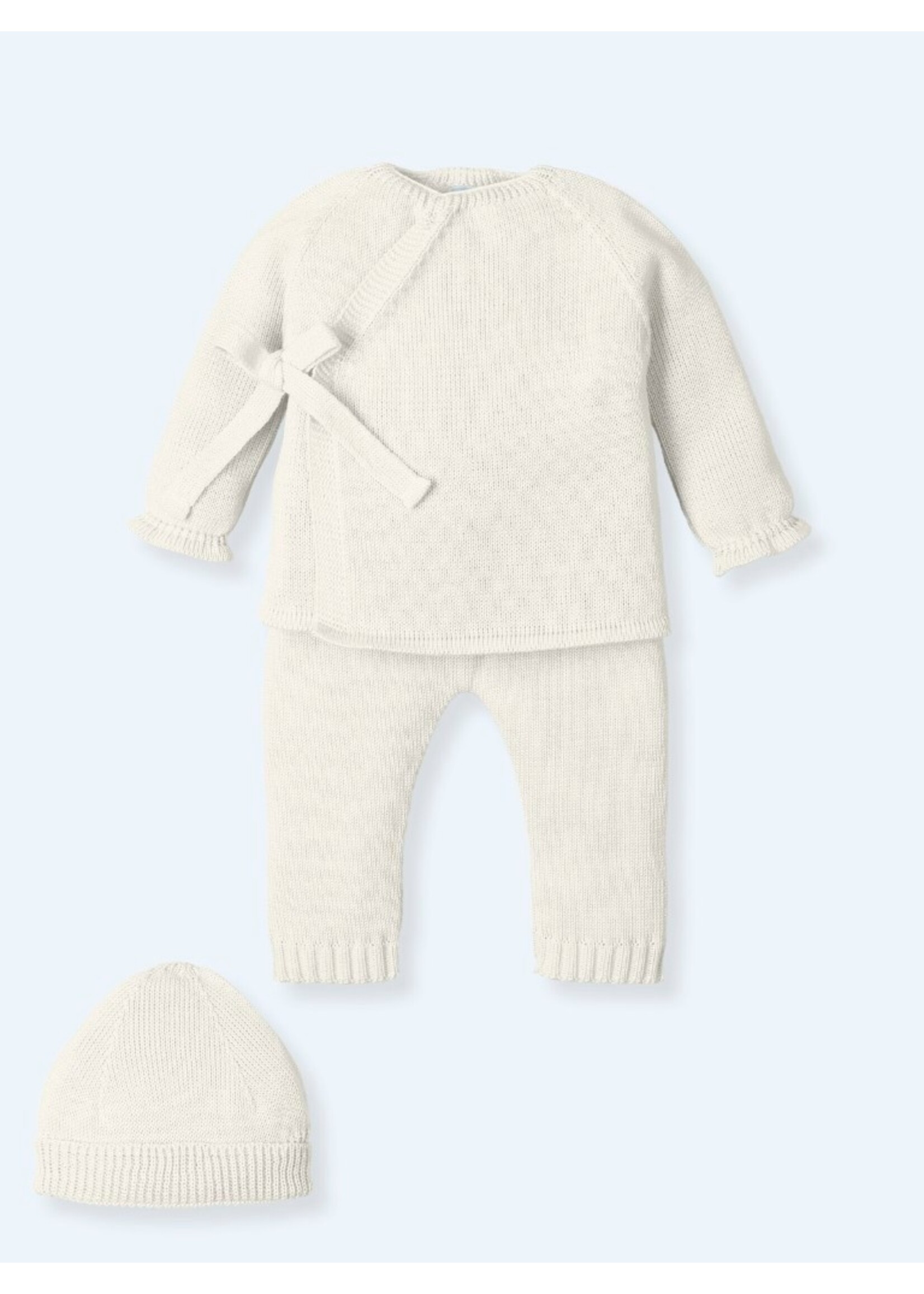 Mac Ilusion Mac Ilusion Traje 3 Piezas sueter, pantalon sin pies y bonet BASICS Crudo B
