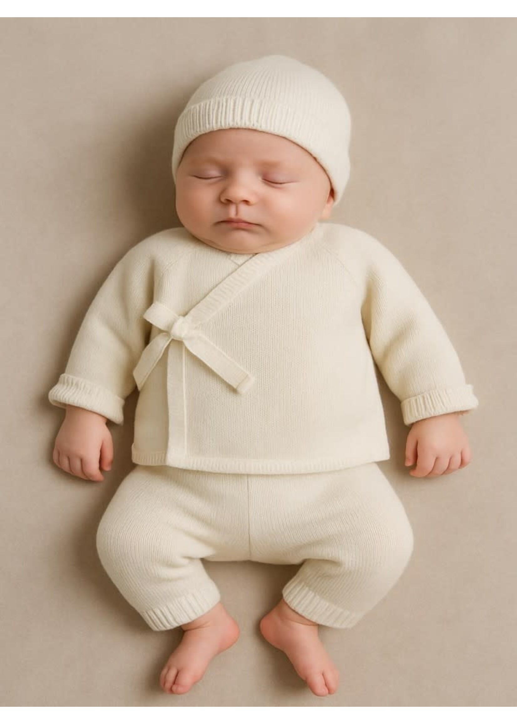 Mac Ilusion Mac Ilusion Traje 3 Piezas sueter, pantalon sin pies y bonet BASICS Crudo B