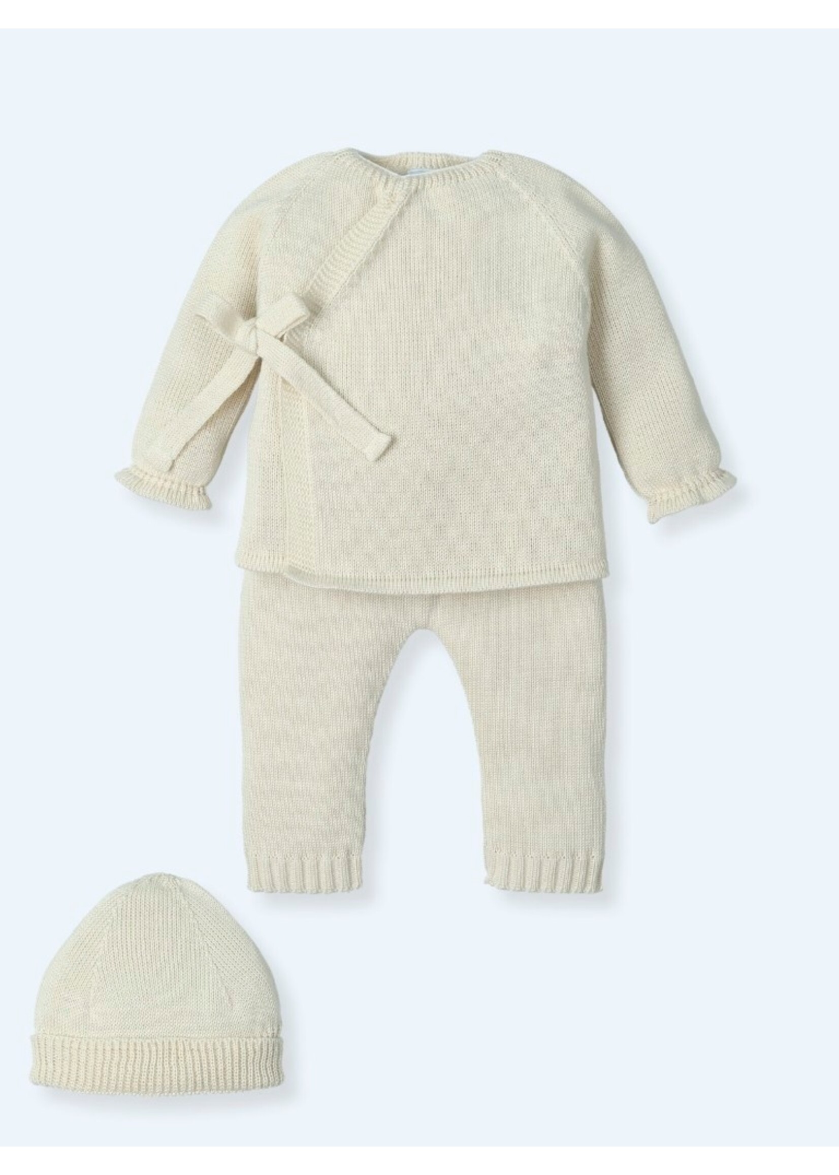 Mac Ilusion Mac Ilusion Traje 3 Piezas sueter, pantalon sin pies y bonet BASICS Crudo B