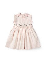 Copenhagen Colors Copenhagen Colors SEERSUCKER DRESS W. RUFFLES AND EMB. DUSTY ROSE W CREAM STRIPE 261-200-501