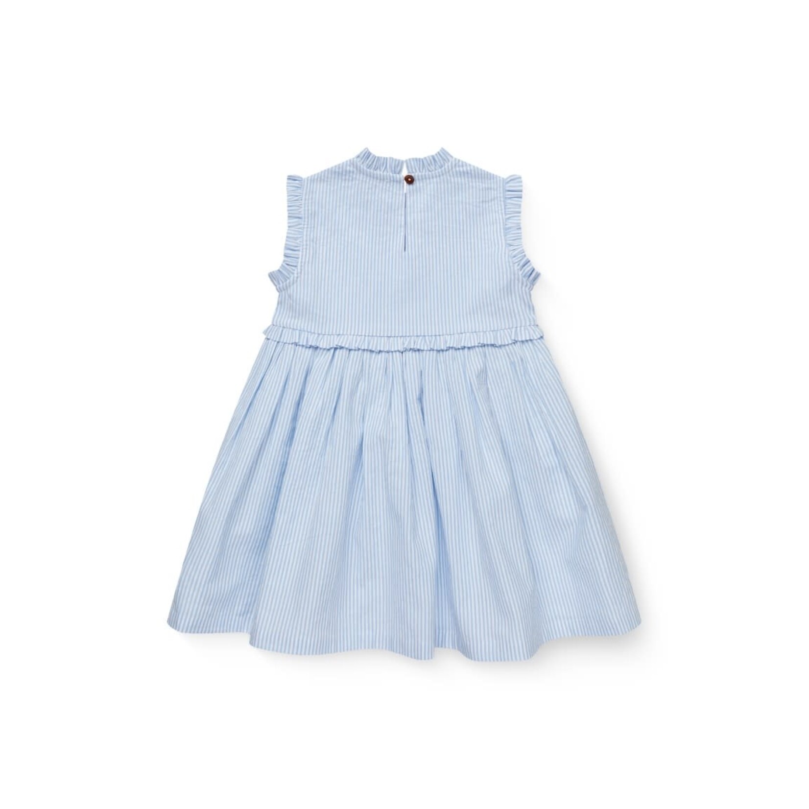 Copenhagen Colors Copenhagen Colors SEERSUCKER DRESS W. RUFFLES AND EMB. SKY BLUE W CREAM STRIPE 261-200-501