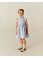 Copenhagen Colors Copenhagen Colors SEERSUCKER DRESS W. RUFFLES AND EMB. SKY BLUE W CREAM STRIPE 261-200-501