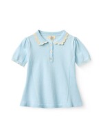 Copenhagen Colors Copenhagen Colors KNITTED PEPLUM BLOUSE ICE BLUE/CREAM COMB. 261-000-305