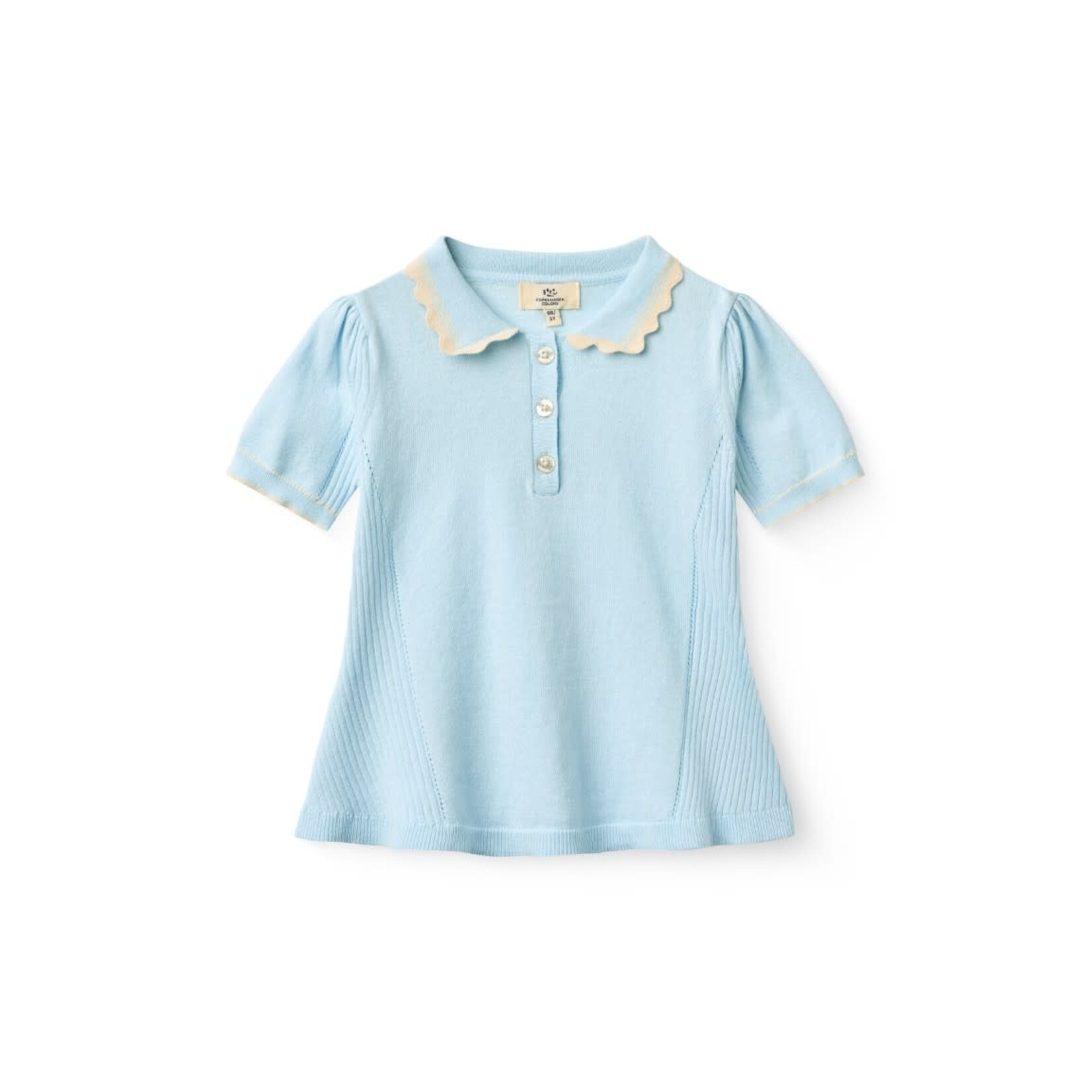 Copenhagen Colors Copenhagen Colors KNITTED PEPLUM BLOUSE ICE BLUE/CREAM COMB. 261-000-305