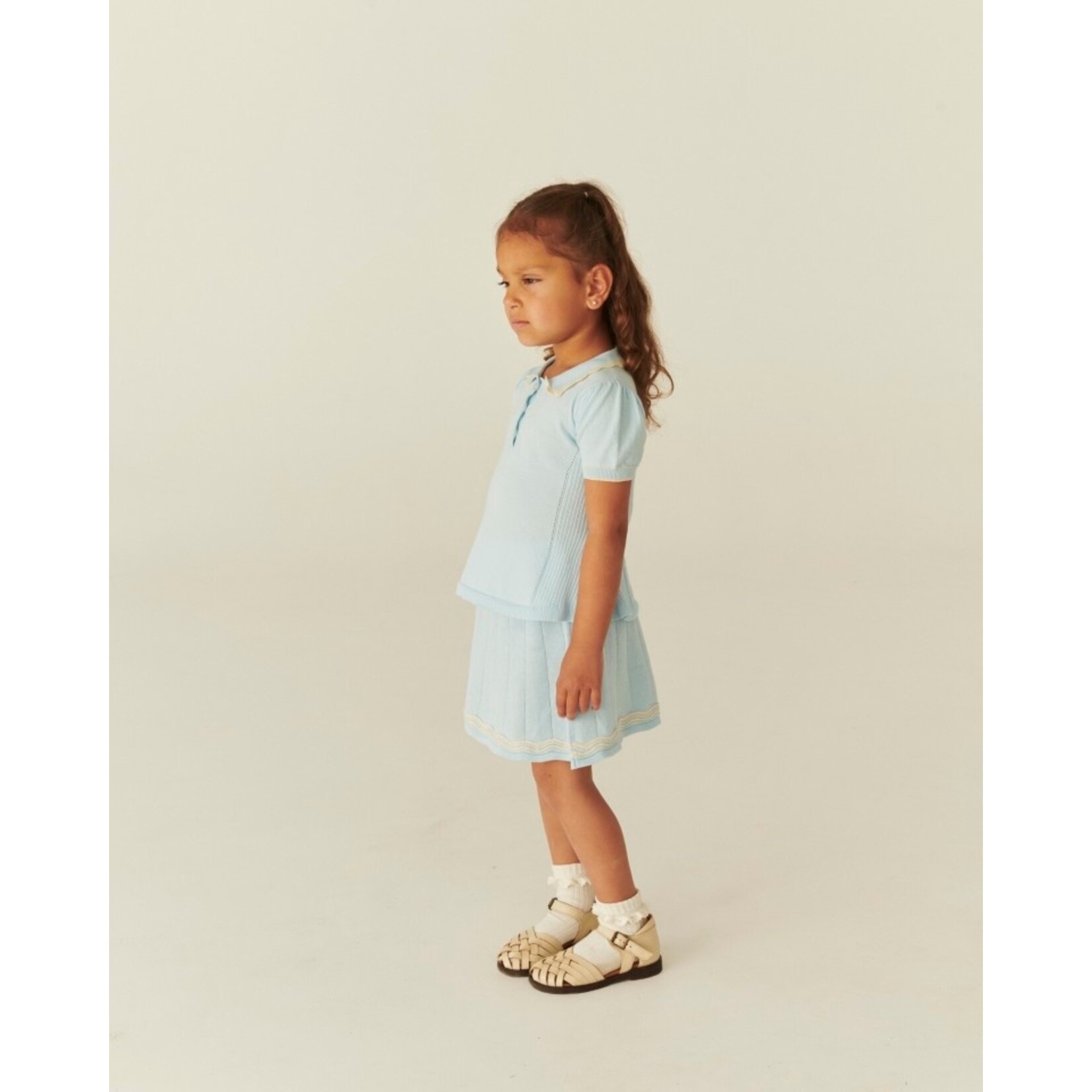 Copenhagen Colors Copenhagen Colors KNITTED PEPLUM BLOUSE ICE BLUE/CREAM COMB. 261-000-305