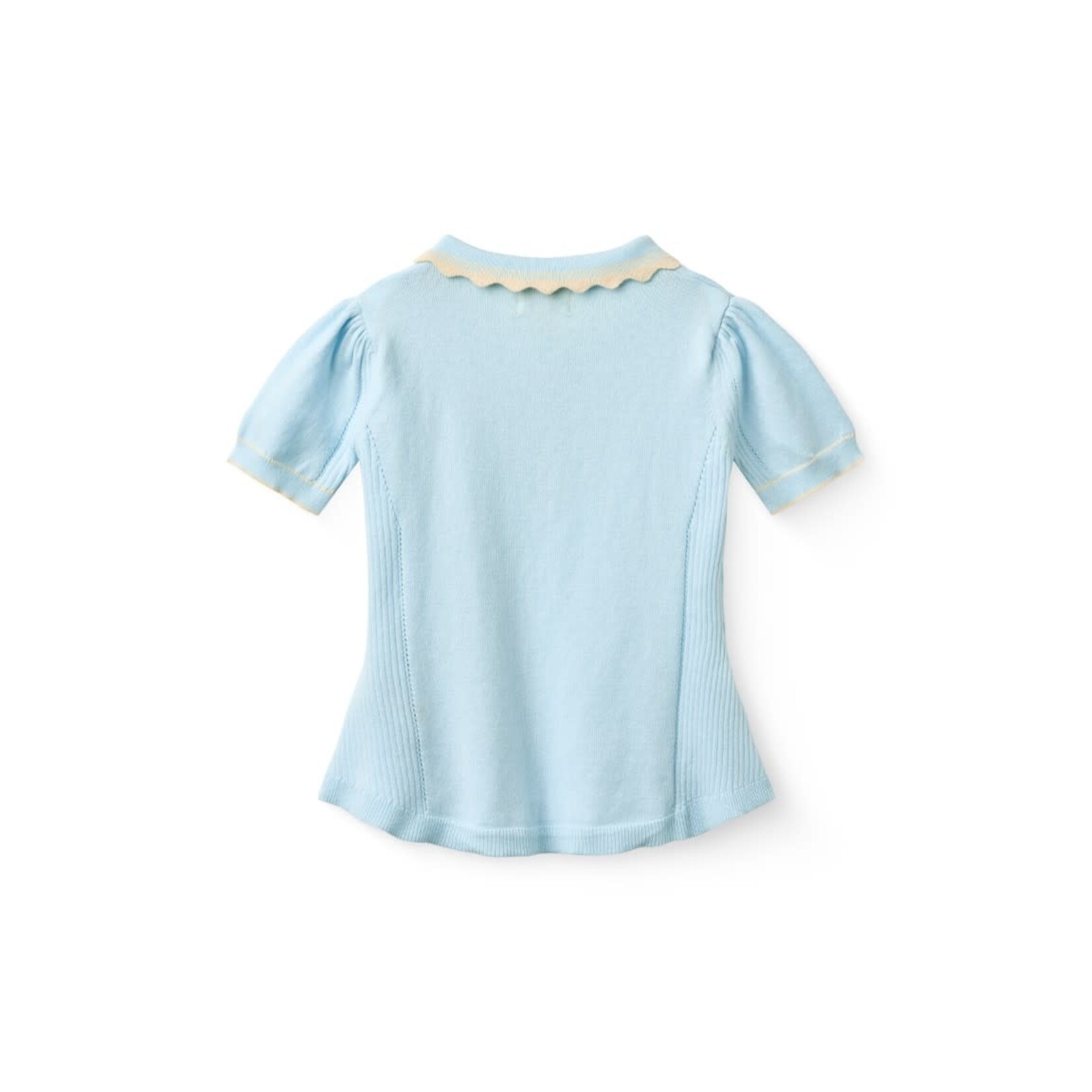 Copenhagen Colors Copenhagen Colors KNITTED PEPLUM BLOUSE ICE BLUE/CREAM COMB. 261-000-305