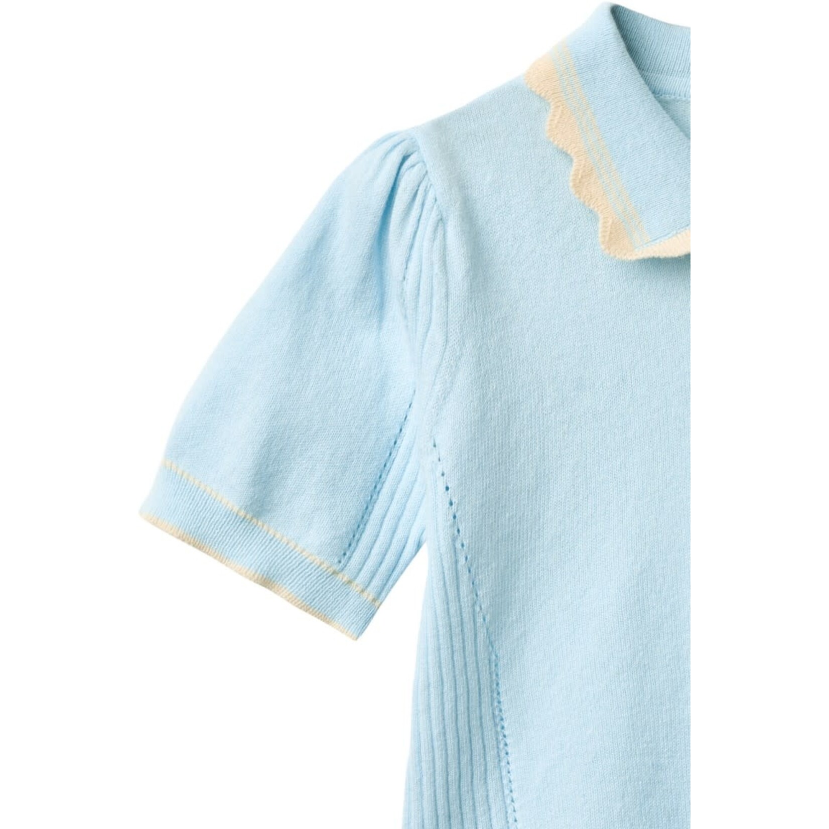 Copenhagen Colors Copenhagen Colors KNITTED PEPLUM BLOUSE ICE BLUE/CREAM COMB. 261-000-305