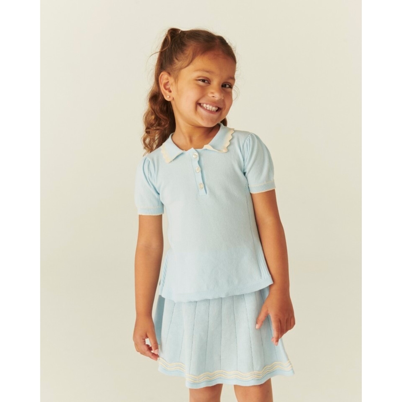 Copenhagen Colors Copenhagen Colors KNITTED PEPLUM BLOUSE ICE BLUE/CREAM COMB. 261-000-305