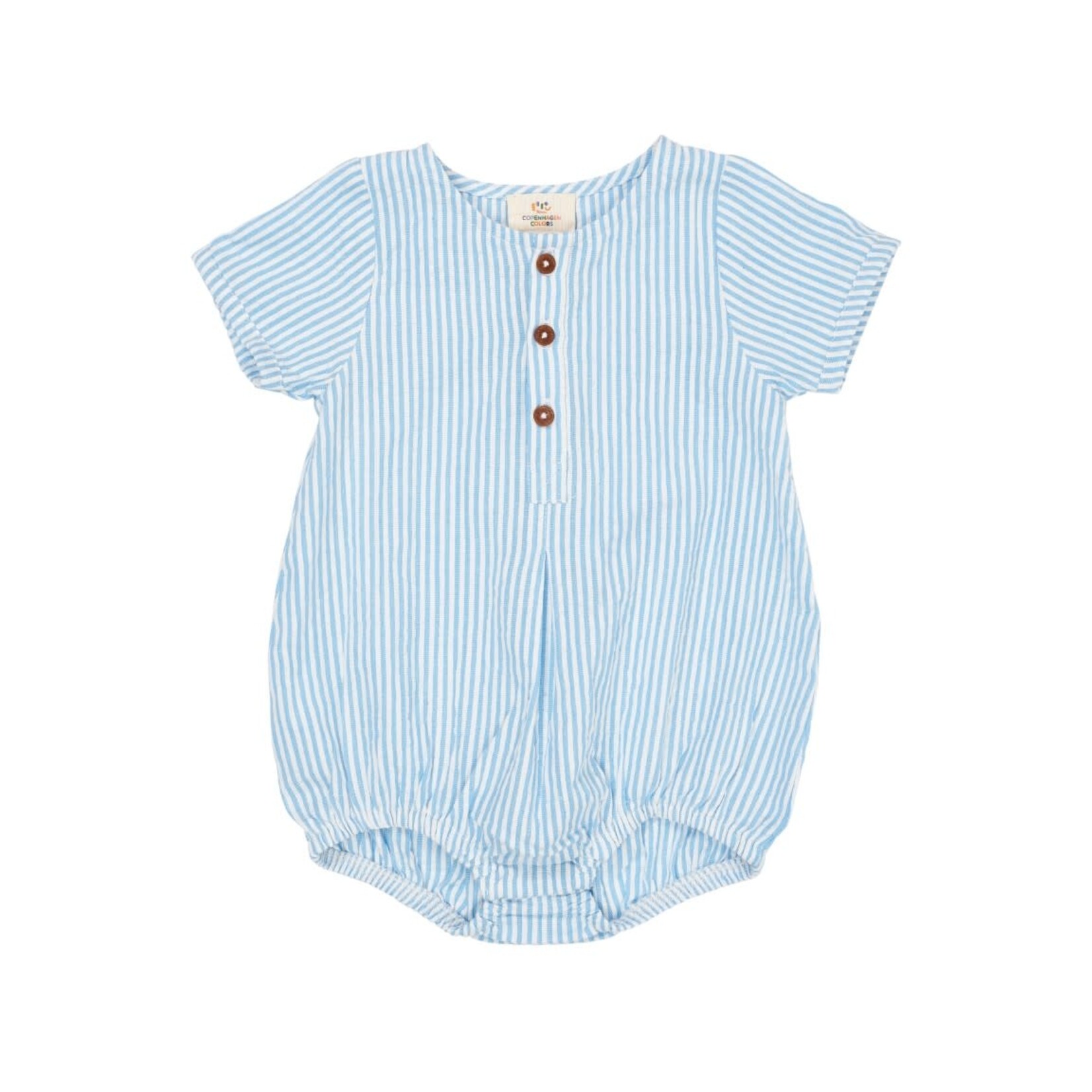 Copenhagen Colors Copenhagen Colors SEERSUCKER ROMPER W. SLEEVES SKY BLUE W CREAM STRIPE 241-200-502-B