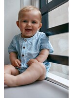 Copenhagen Colors Copenhagen Colors SEERSUCKER ROMPER W. SLEEVES SKY BLUE W CREAM STRIPE 241-200-502-B