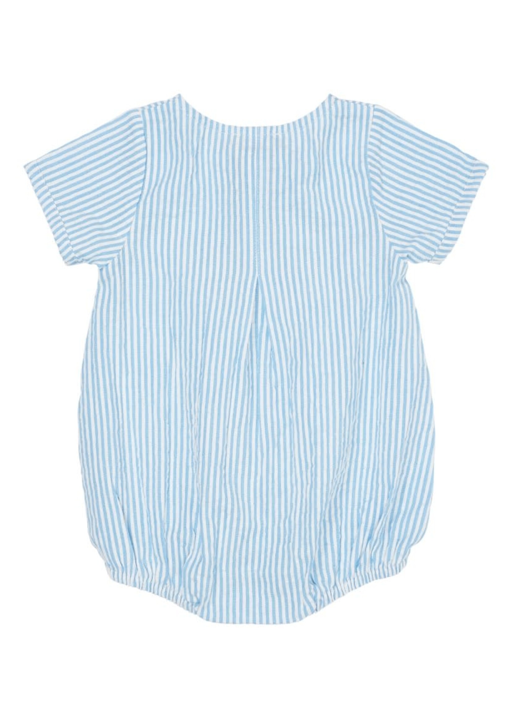 Copenhagen Colors Copenhagen Colors SEERSUCKER ROMPER W. SLEEVES SKY BLUE W CREAM STRIPE 241-200-502-B