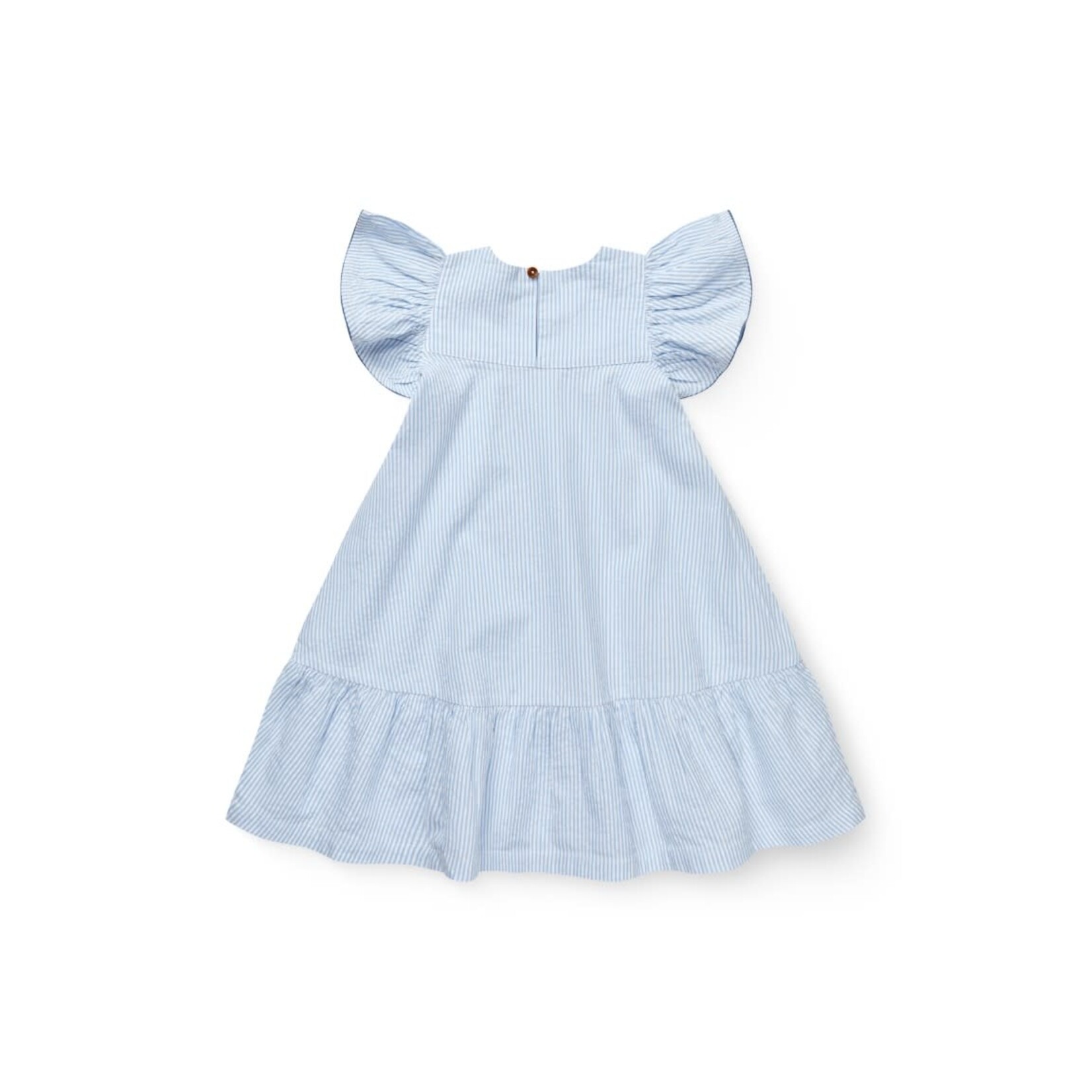 Copenhagen Colors Copenhagen Colors SEERSUCKER DRESS W. FRILL SLEEVES SKY BLUE W CREAM STRIPE W OCEAN BLUE 241-200-503