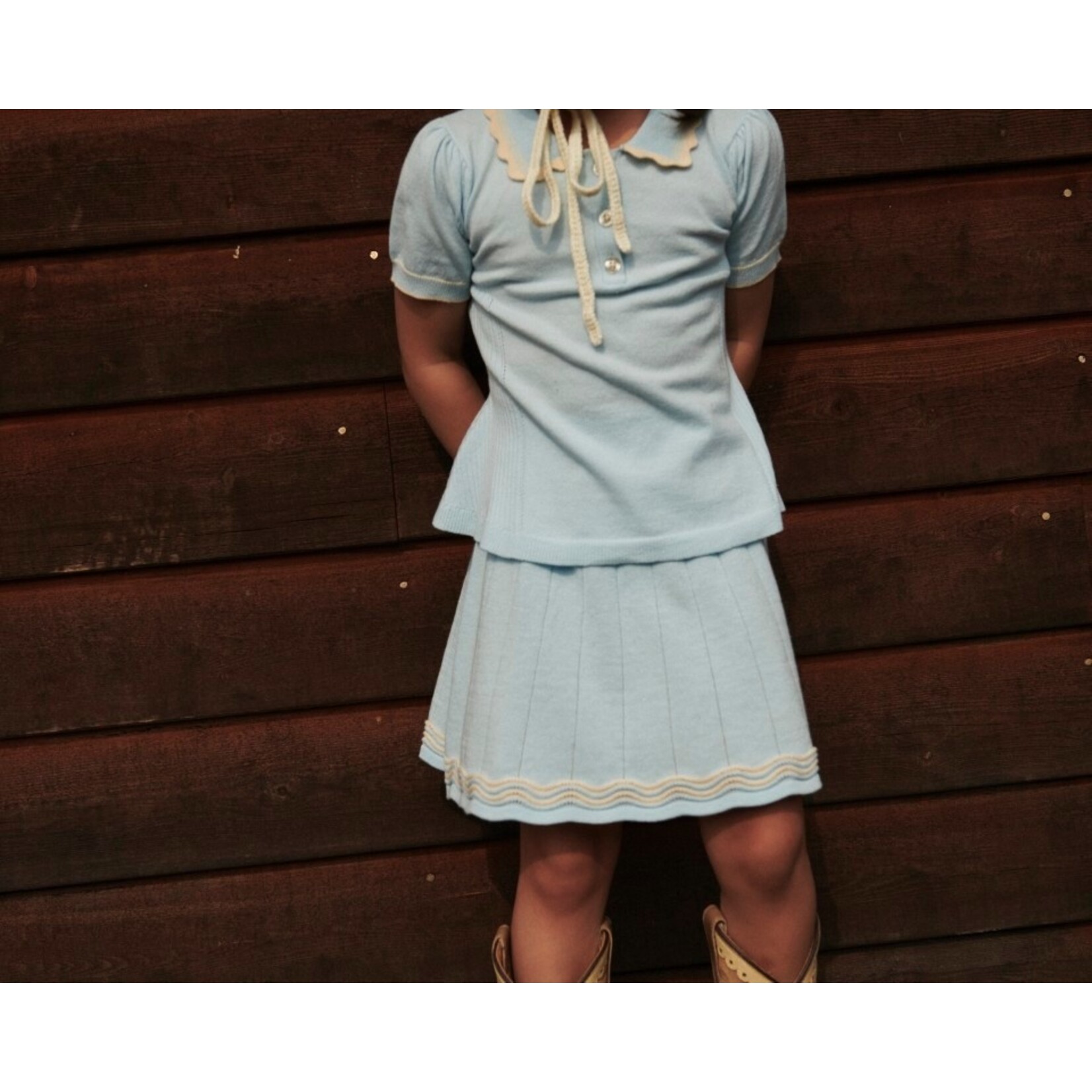 Copenhagen Colors Copenhagen Colors KNITTED TENNIS SKIRT ICE BLUE/CREAM COMB. 241-000-401