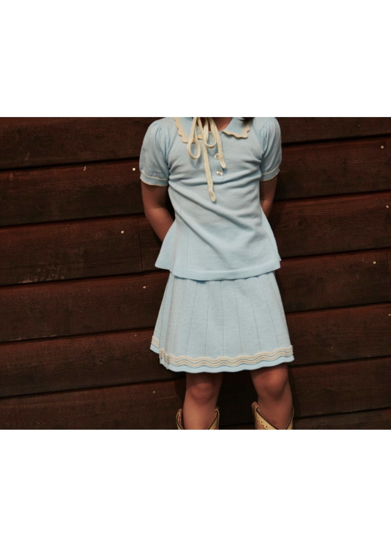 Copenhagen Colors Copenhagen Colors KNITTED TENNIS SKIRT ICE BLUE/CREAM COMB. 241-000-401