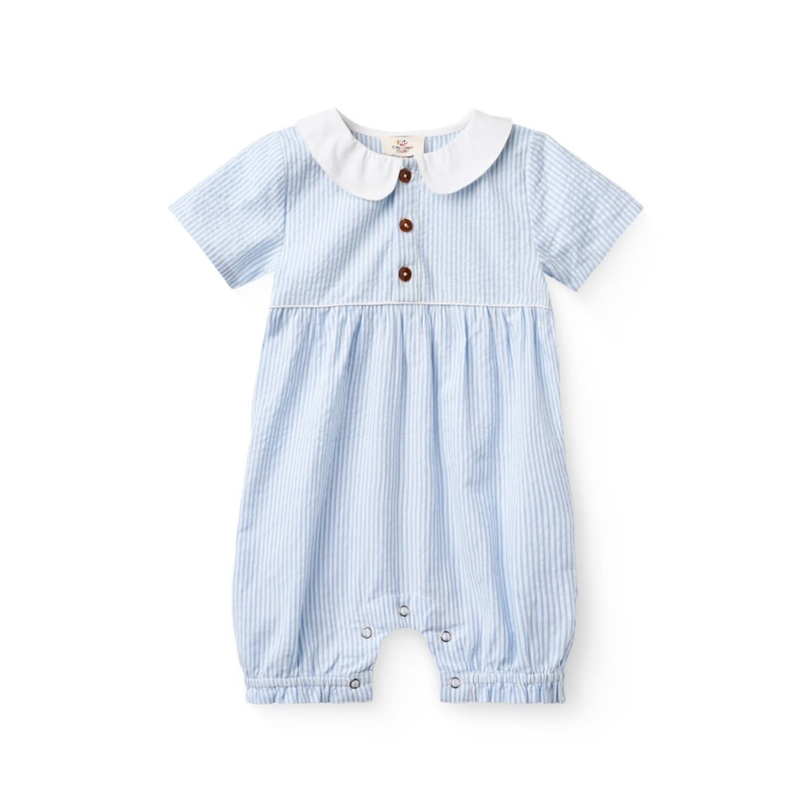Copenhagen Colors Copenhagen Colors SEERSUCKER ROMPER W. COLLAR SKY BLUE W CREAM STRIPE 261-200-503