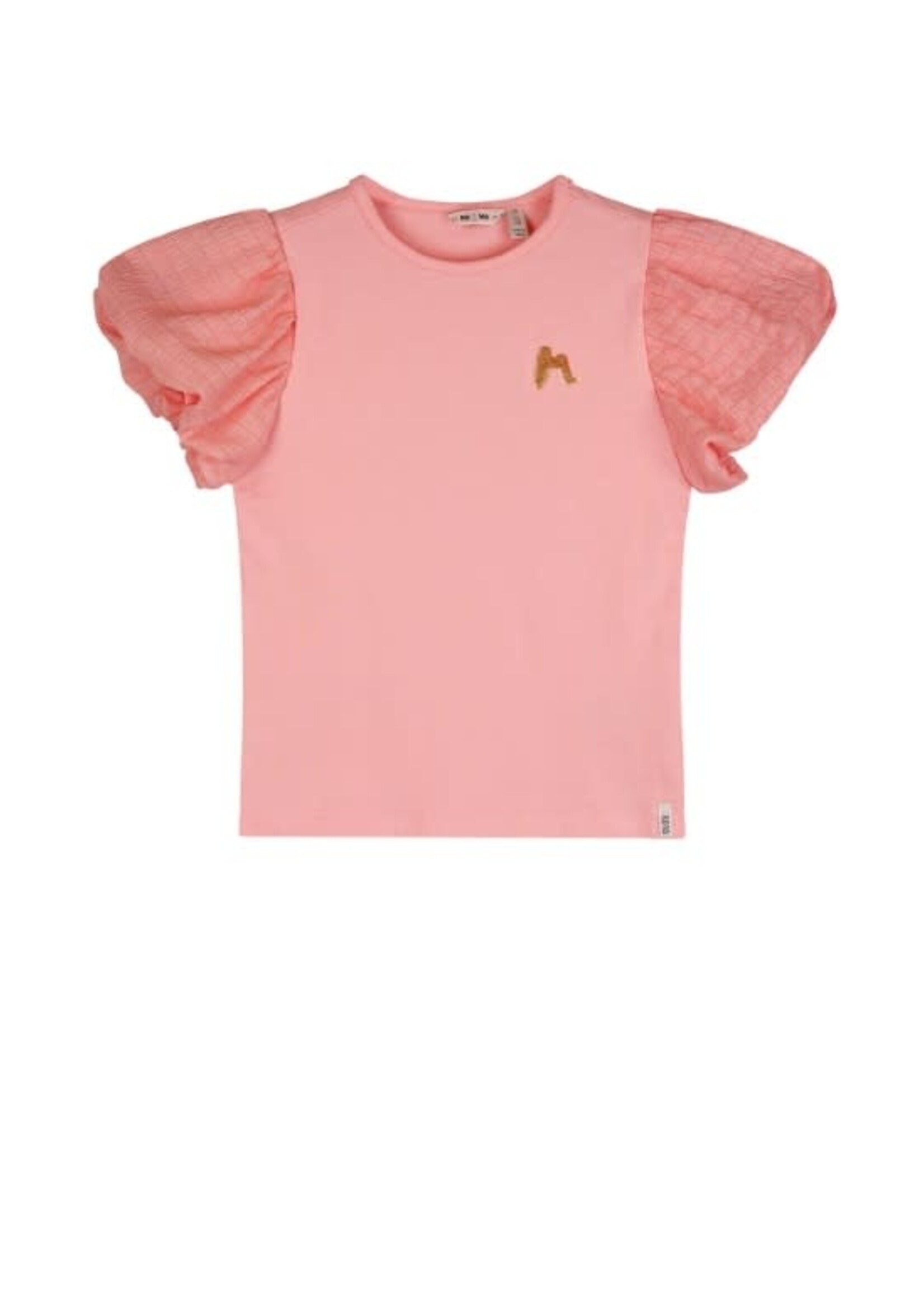 NoNo NoNo Kaya Tshirt with Voile balloon s/sleeve N412-5406 Sparkle Rose