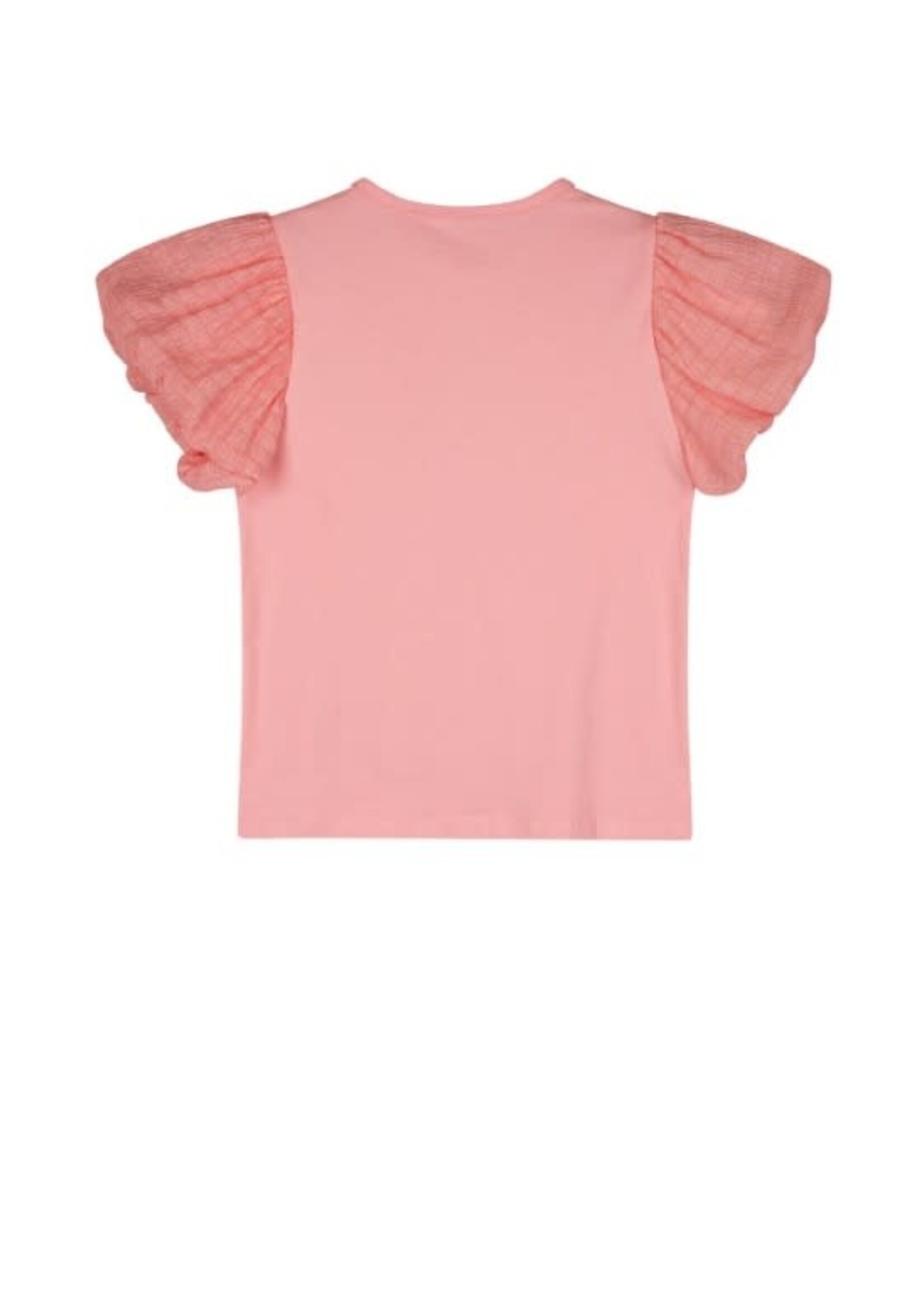 NoNo NoNo Kaya Tshirt with Voile balloon s/sleeve N412-5406 Sparkle Rose