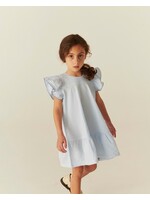 Copenhagen Colors Copenhagen Colors SEERSUCKER DRESS W. FRILL SLEEVES SKY BLUE W CREAM STRIPE W OCEAN BLUE 241-200-503