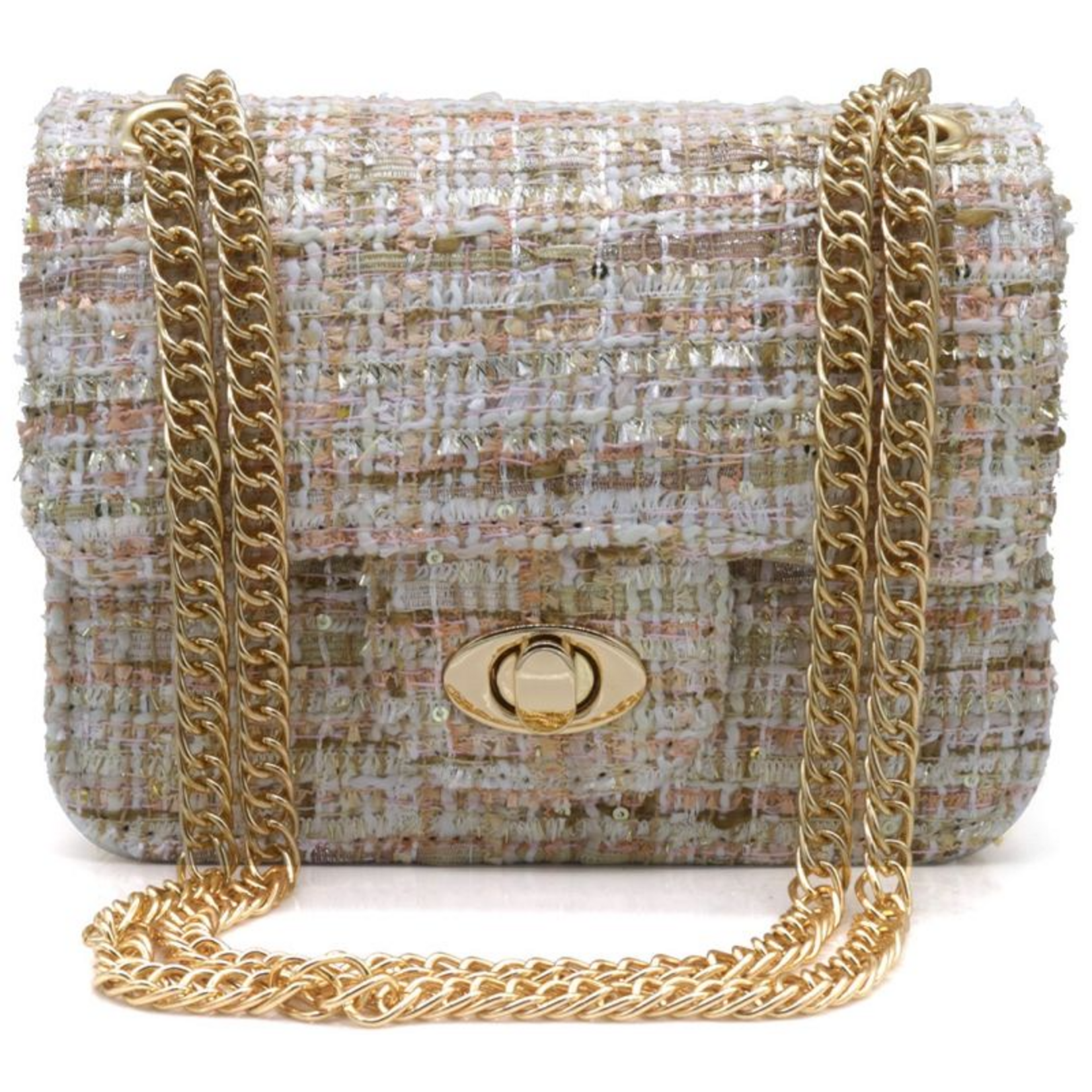 Tas beige met gouden hengsel