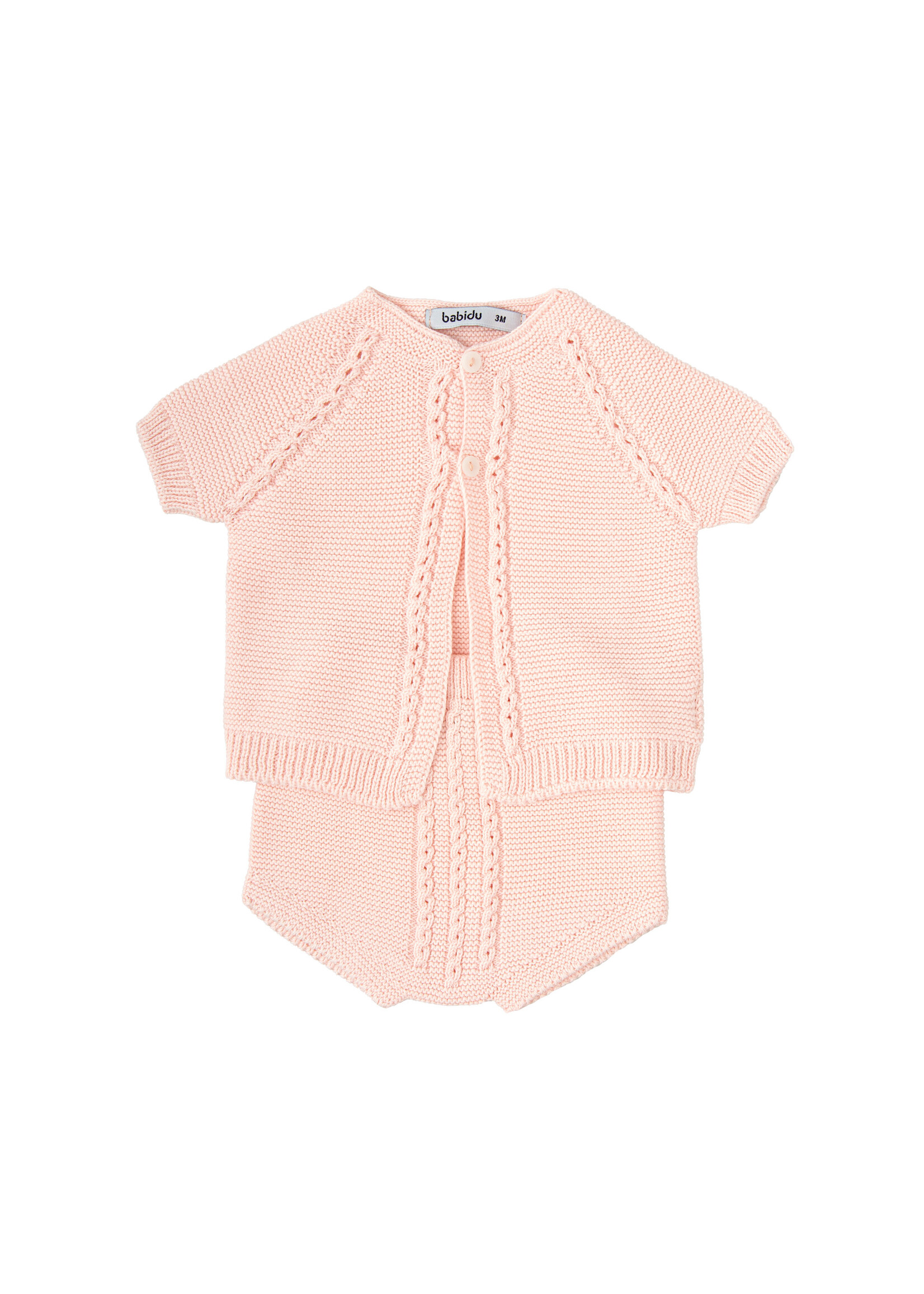 Babidu Babidu UNISEX KNITTED 100% COTTON JACKET+SHORTS PINK-41317