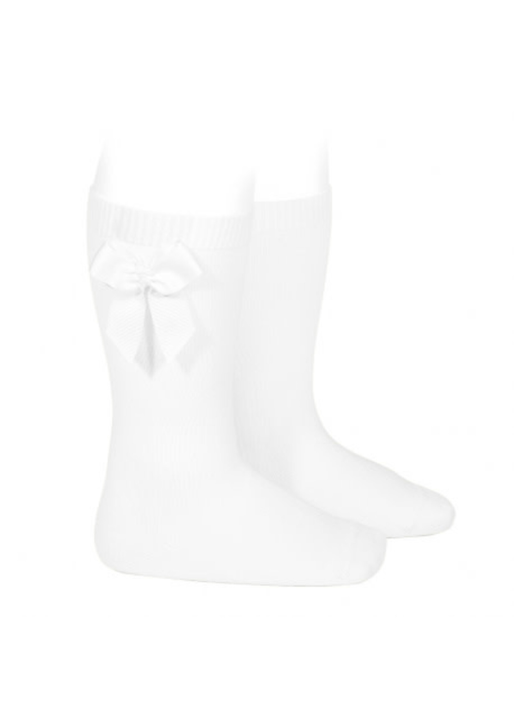 Condor Condor Kniekousen wit met satijnen  strikken
