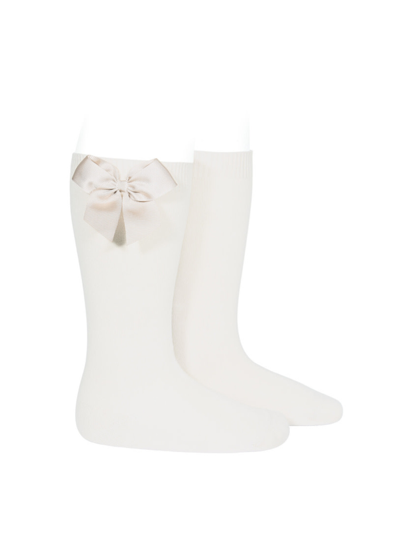 Condor Condor Kniekousen off white 202 satijnen strik