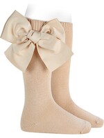 Condor Condor Kniekousen  beige 304 met extra grote strikken