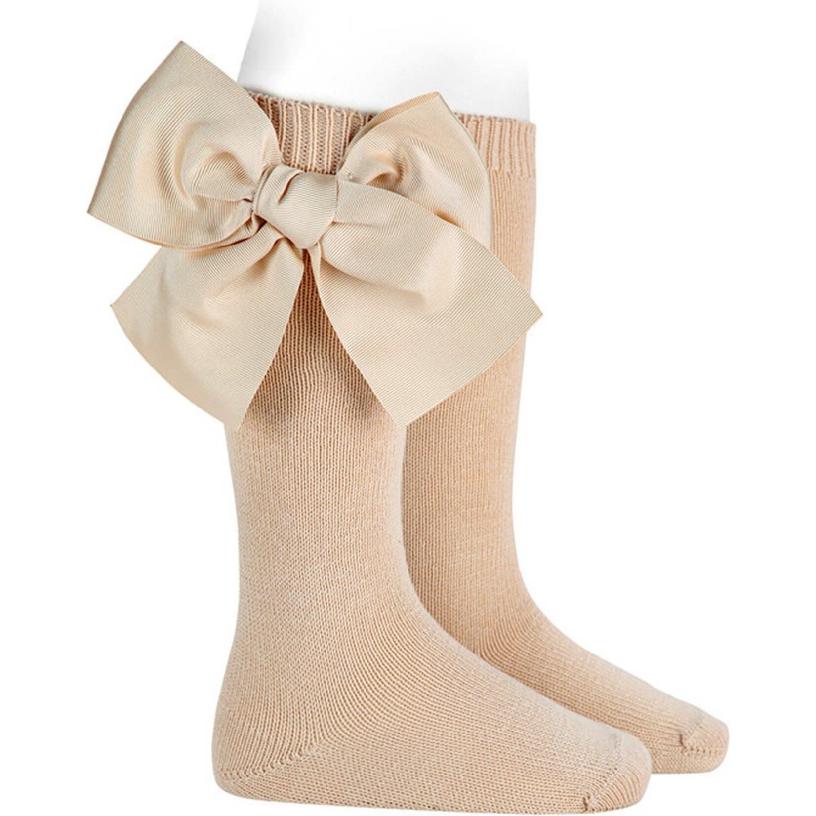 Condor Condor Kniekousen  beige 304 met extra grote strikken