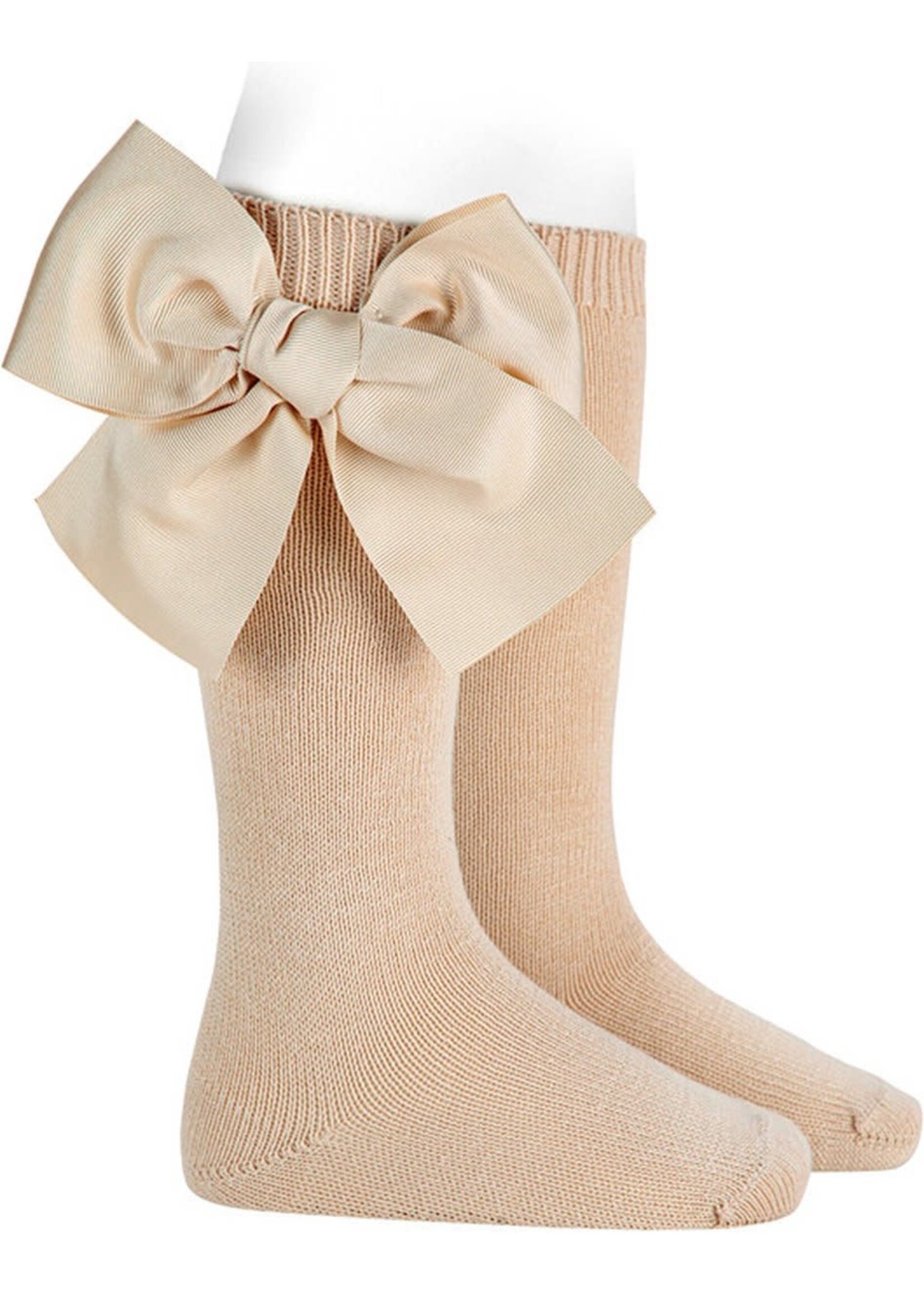 Condor Condor Kniekousen  beige 304 met extra grote strikken