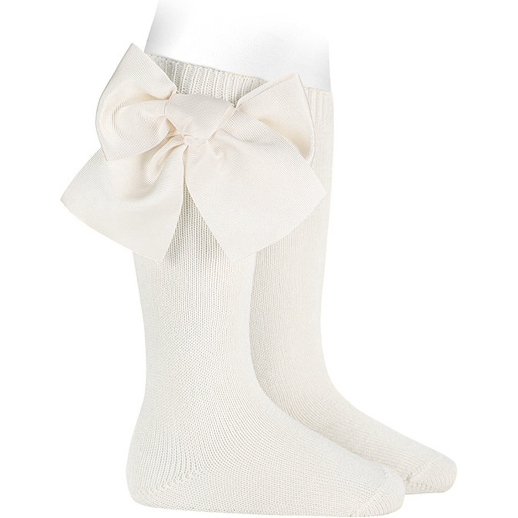 Condor Condor Kniekousen off white 202 met extra grote strikken