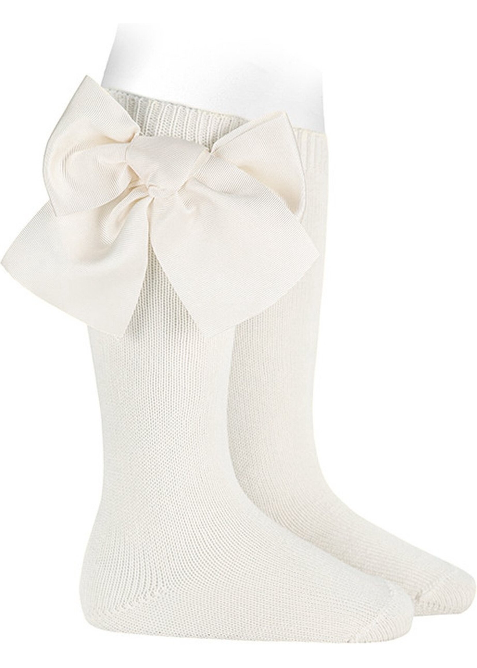 Condor Condor Kniekousen off white 202 met extra grote strikken