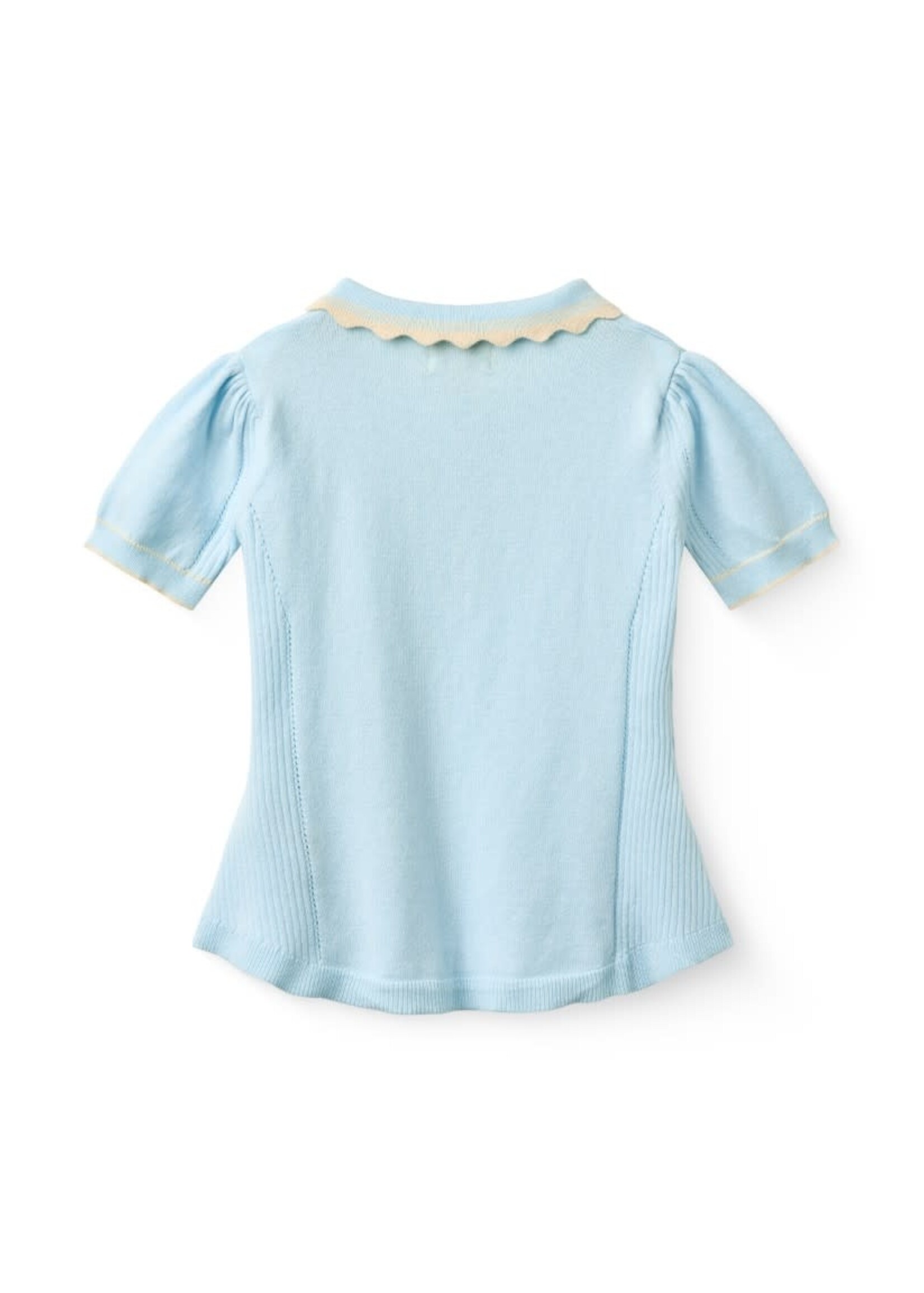Copenhagen Colors Copenhagen Colors KNITTED PEPLUM BLOUSE ICE BLUE/CREAM COMB. 261-000-305