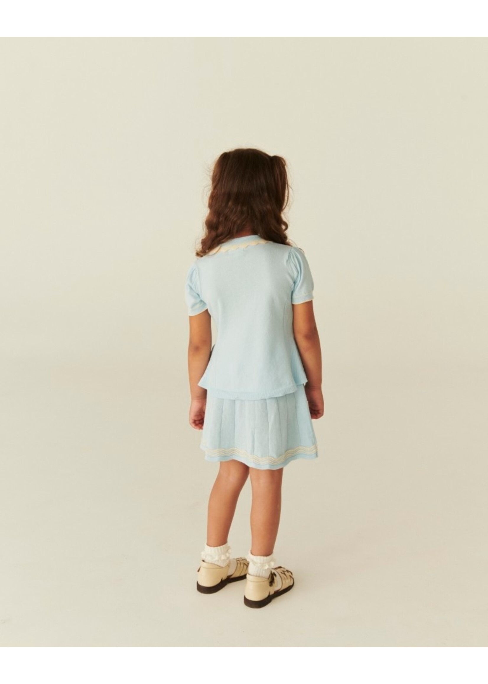 Copenhagen Colors Copenhagen Colors KNITTED PEPLUM BLOUSE ICE BLUE/CREAM COMB. 261-000-305