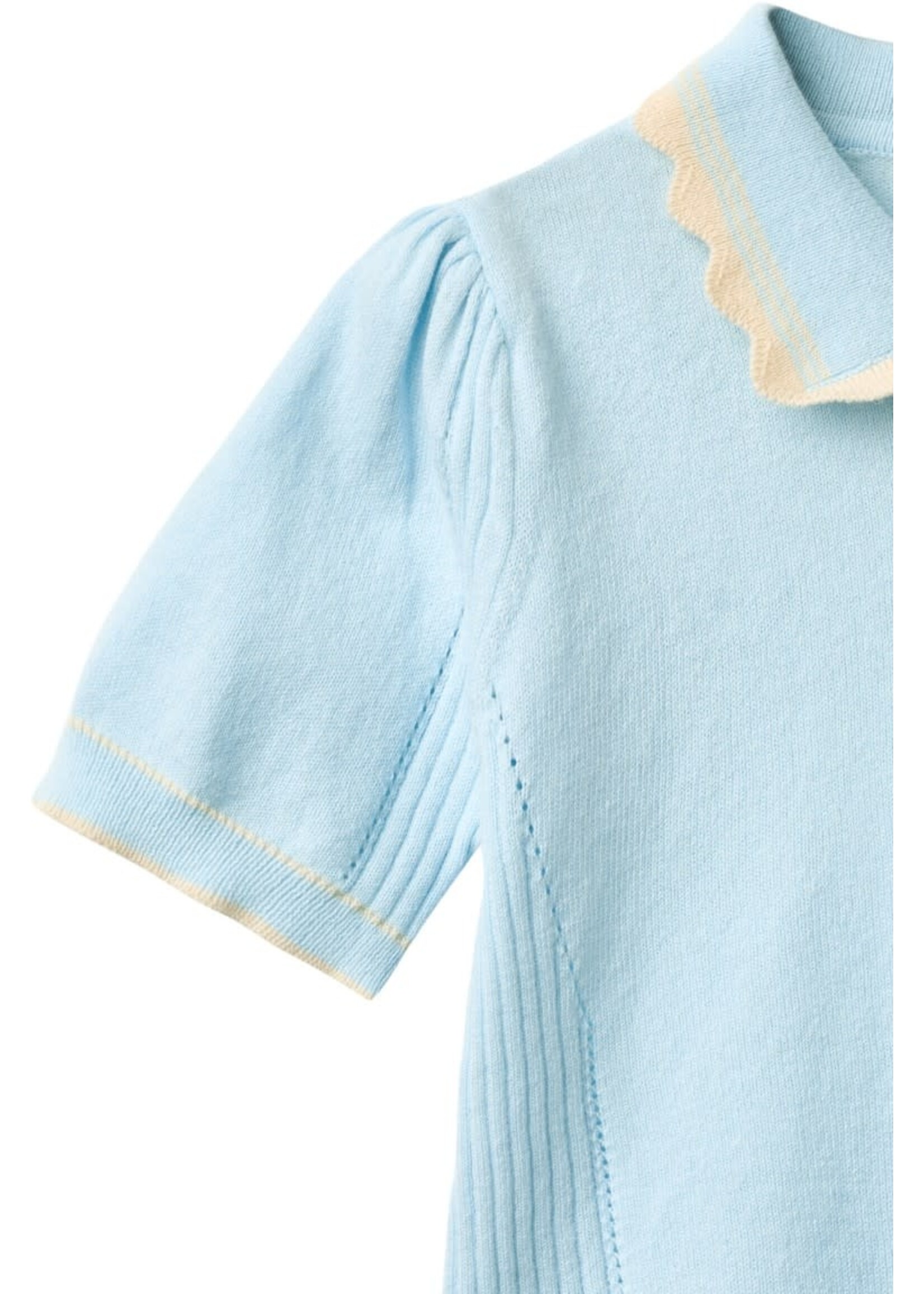 Copenhagen Colors Copenhagen Colors KNITTED PEPLUM BLOUSE ICE BLUE/CREAM COMB. 261-000-305