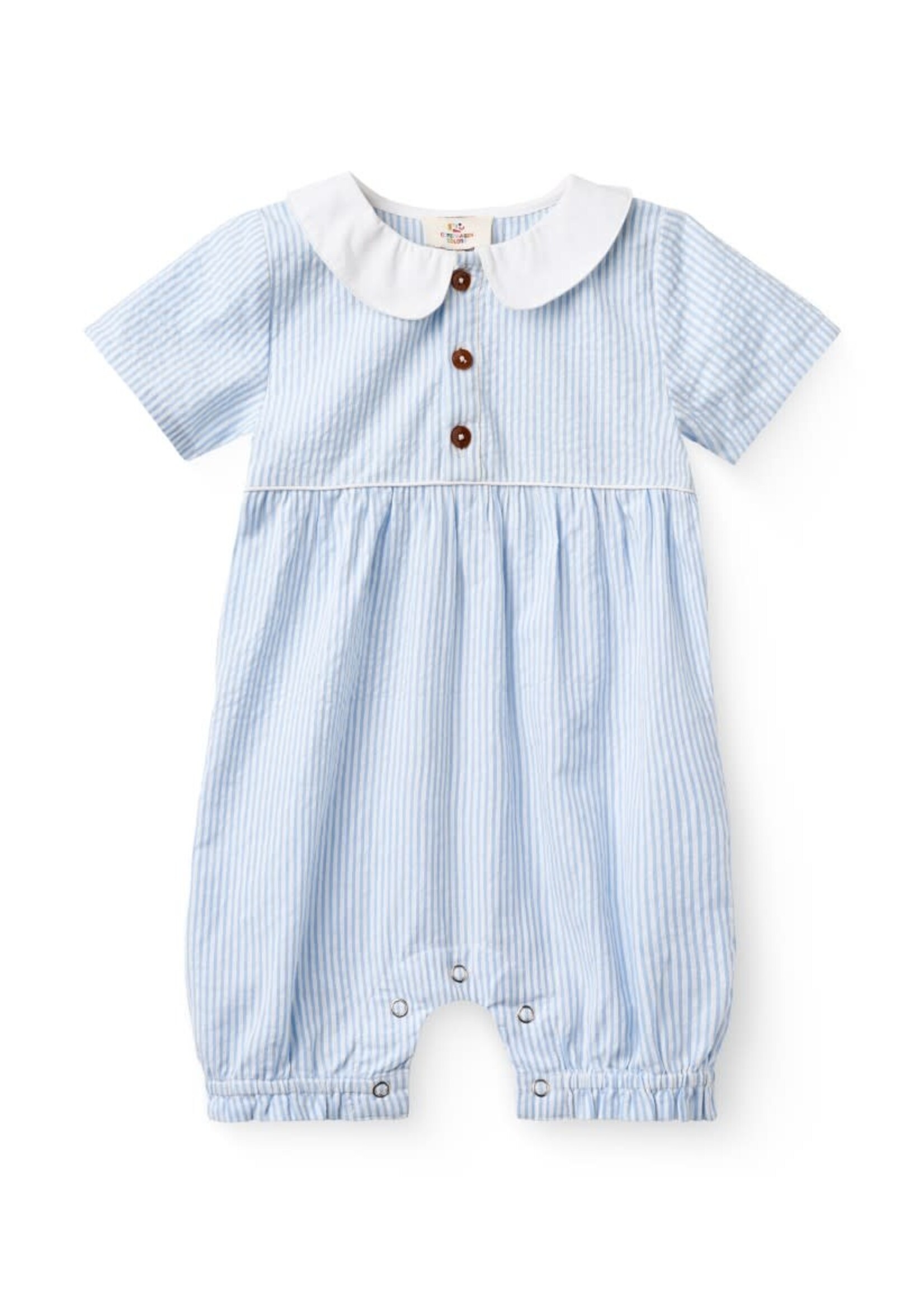 Copenhagen Colors Copenhagen Colors SEERSUCKER ROMPER W. COLLAR SKY BLUE W CREAM STRIPE 261-200-503