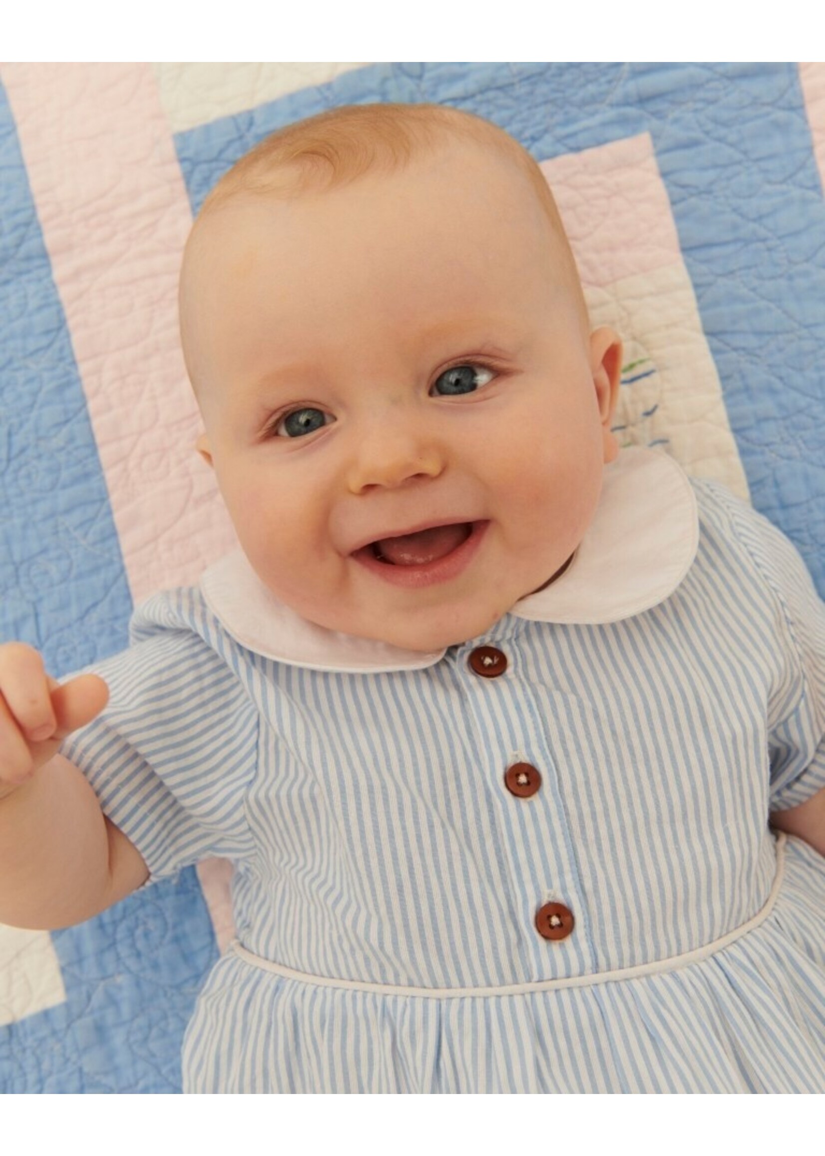 Copenhagen Colors Copenhagen Colors SEERSUCKER ROMPER W. COLLAR SKY BLUE W CREAM STRIPE 261-200-503