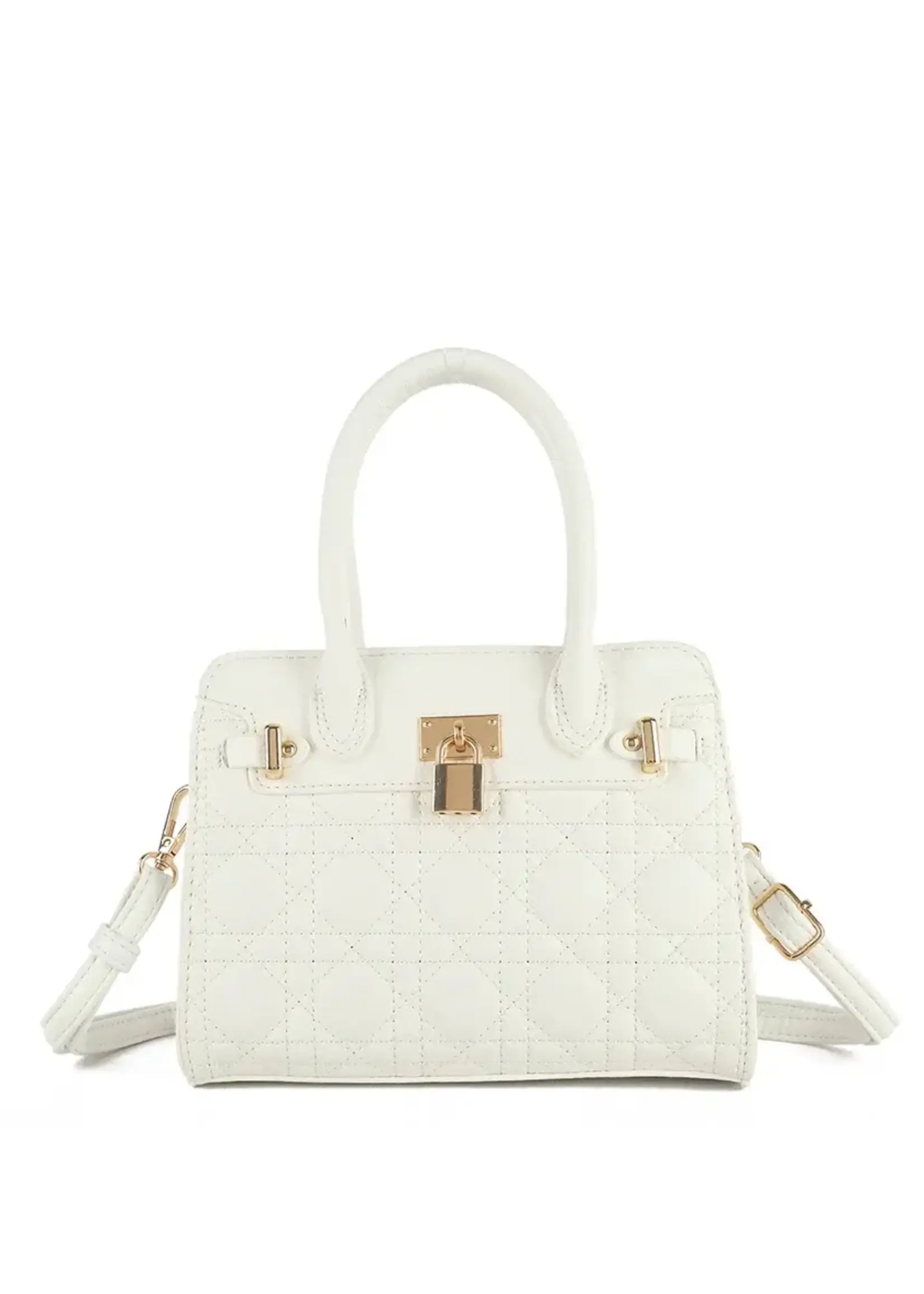 Tas wit met handvat en gouden slot