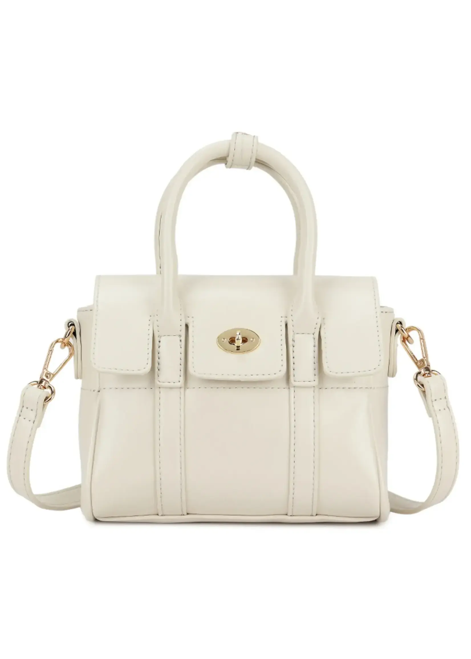 Tas beige met handvat en goud detail