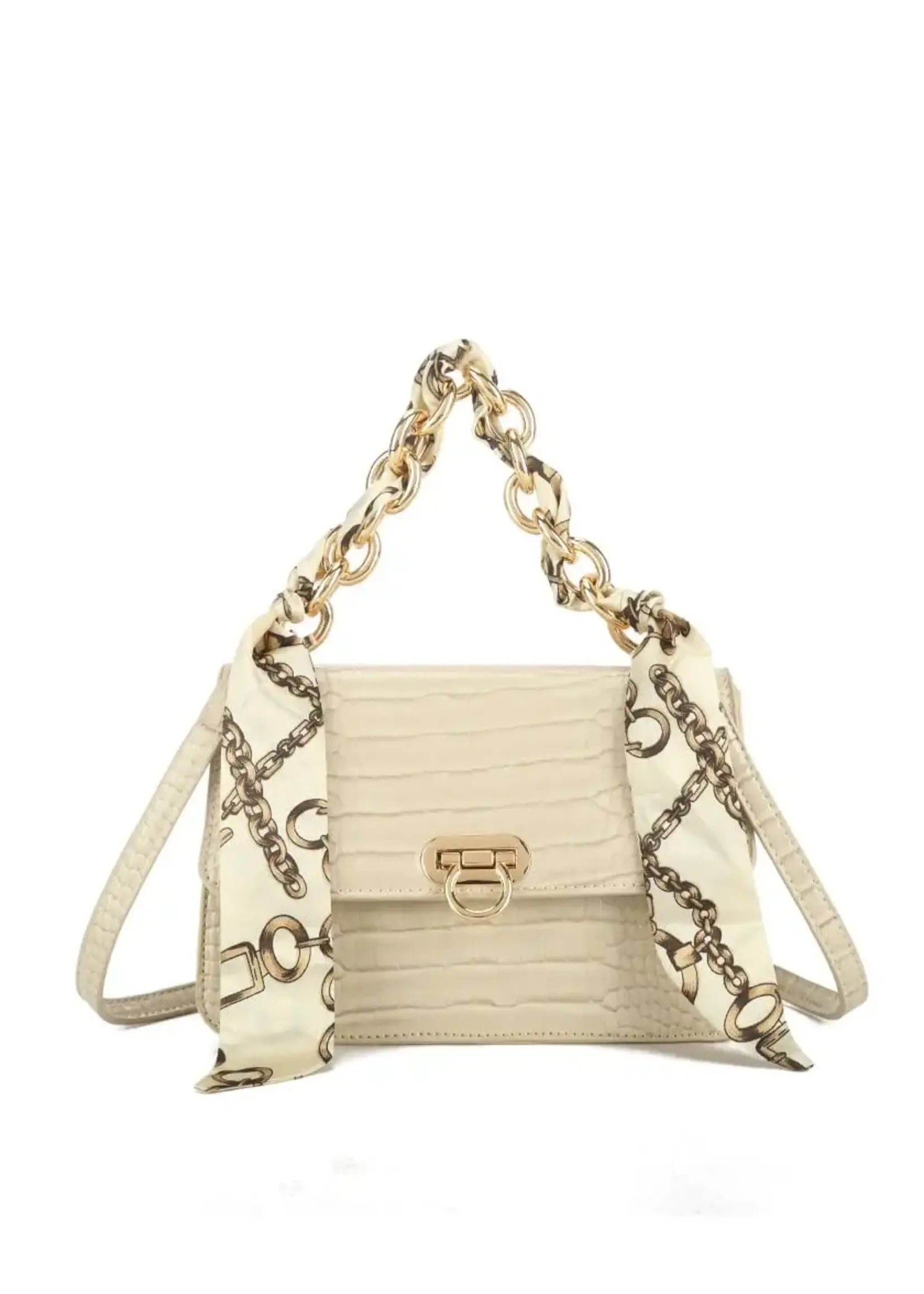 Tasje off white met gouden/sjaal kettinf ketting