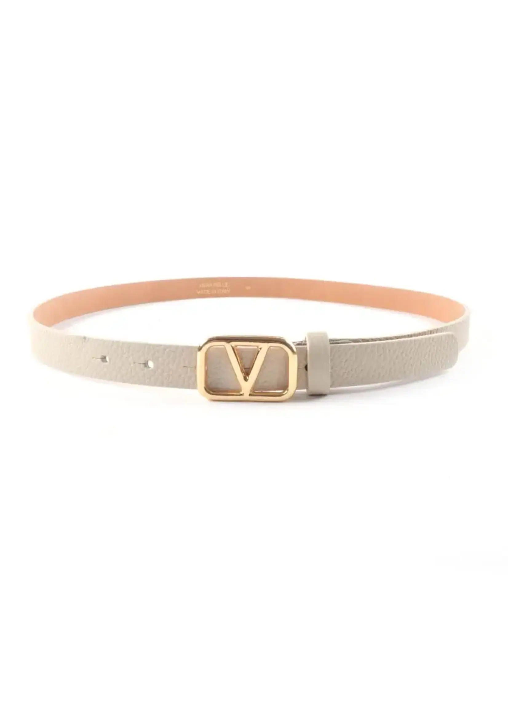 Riem Leer beige met  goud 2 cm V
